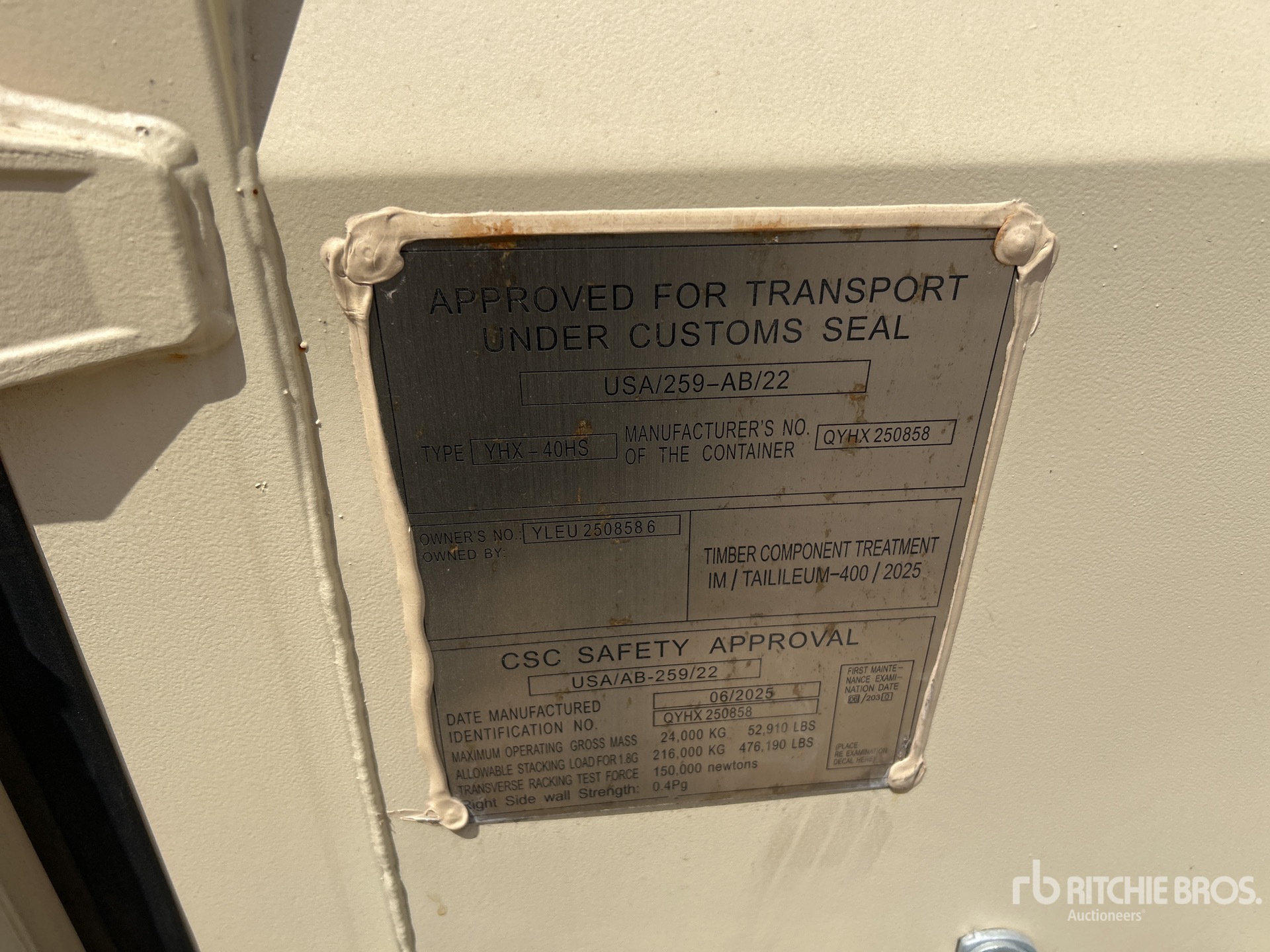 General Appearance with Serial Number / VIN