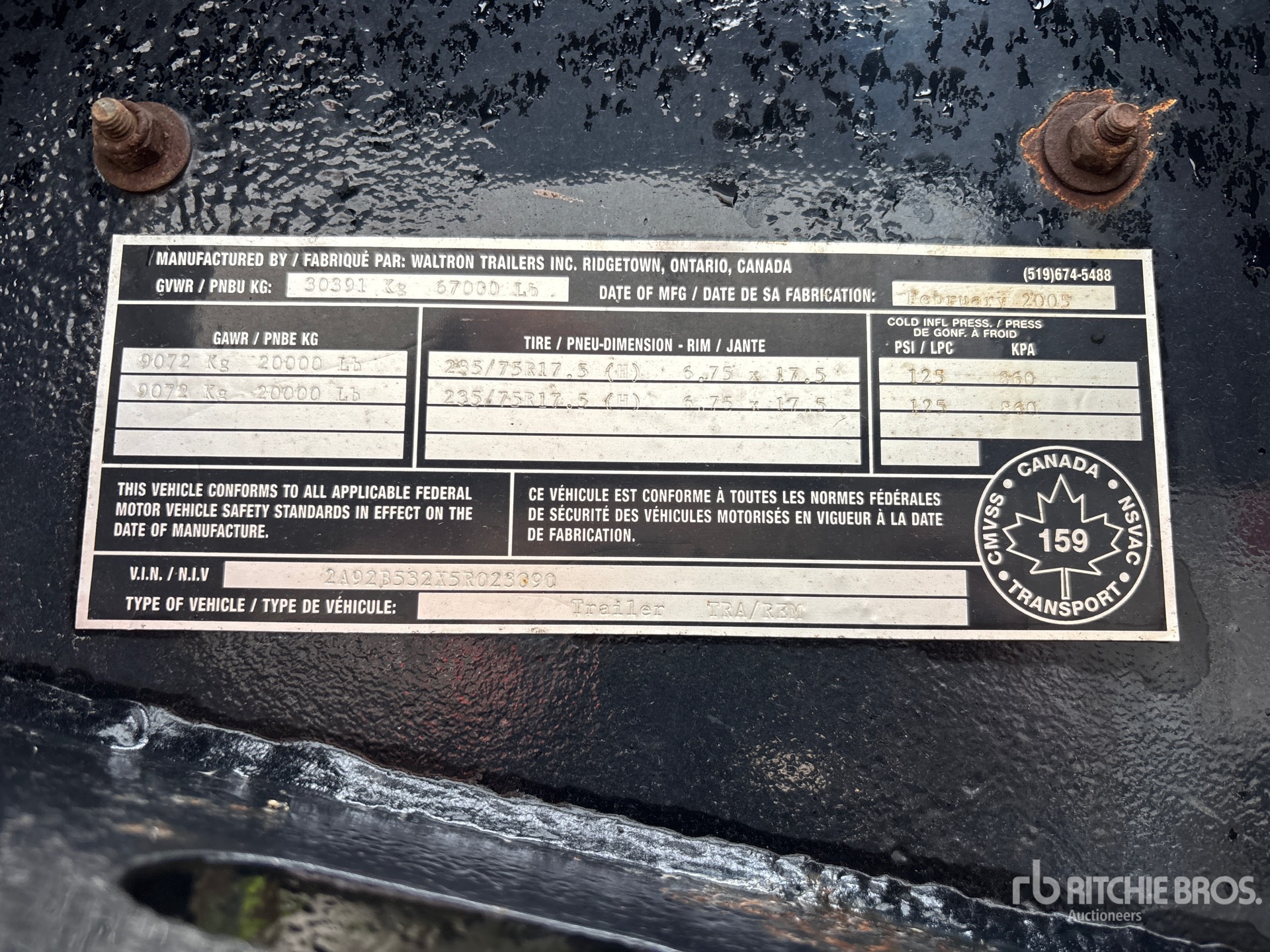 General Appearance with Serial Number / VIN