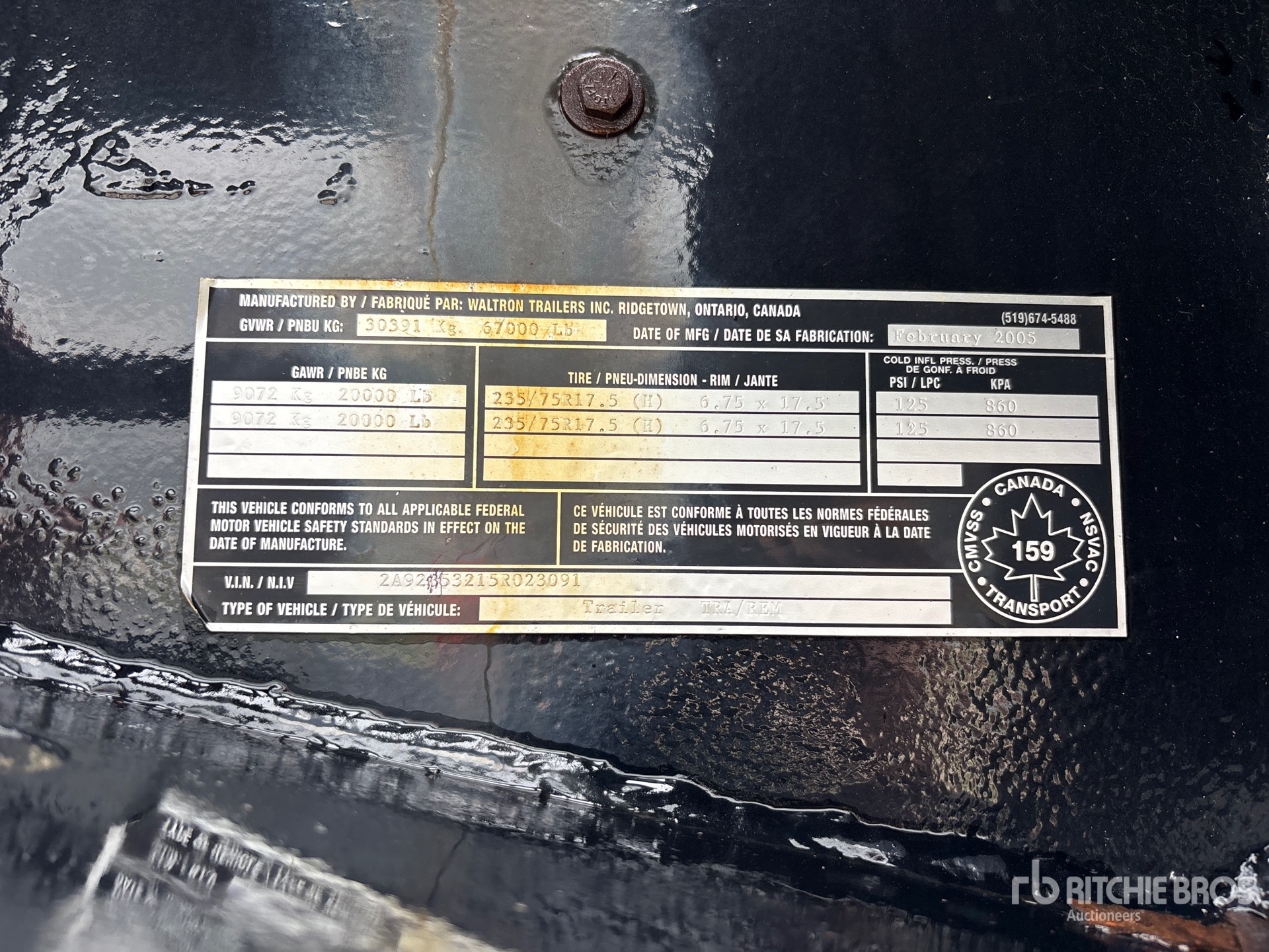 General Appearance with Serial Number / VIN