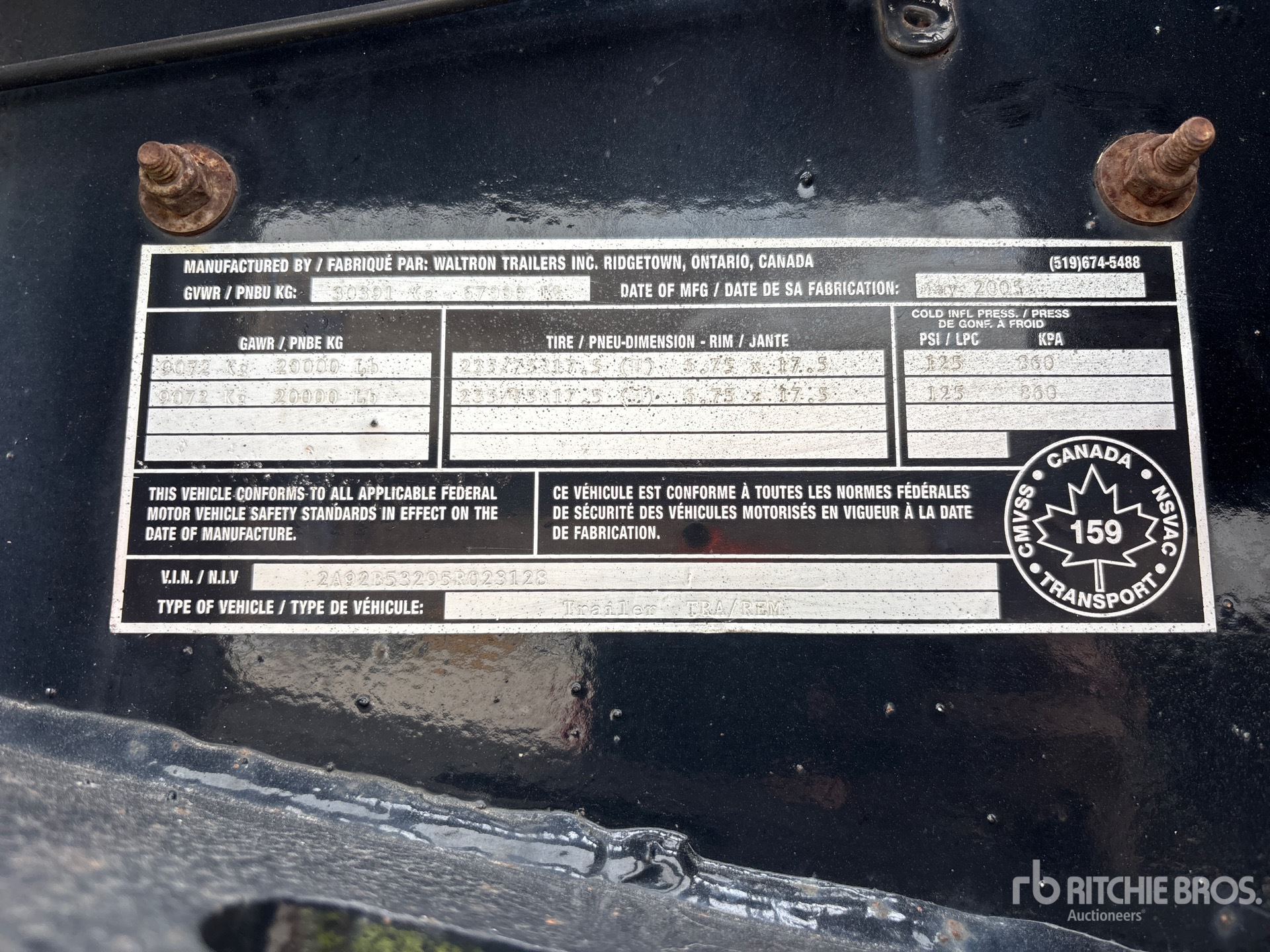 General Appearance with Serial Number / VIN
