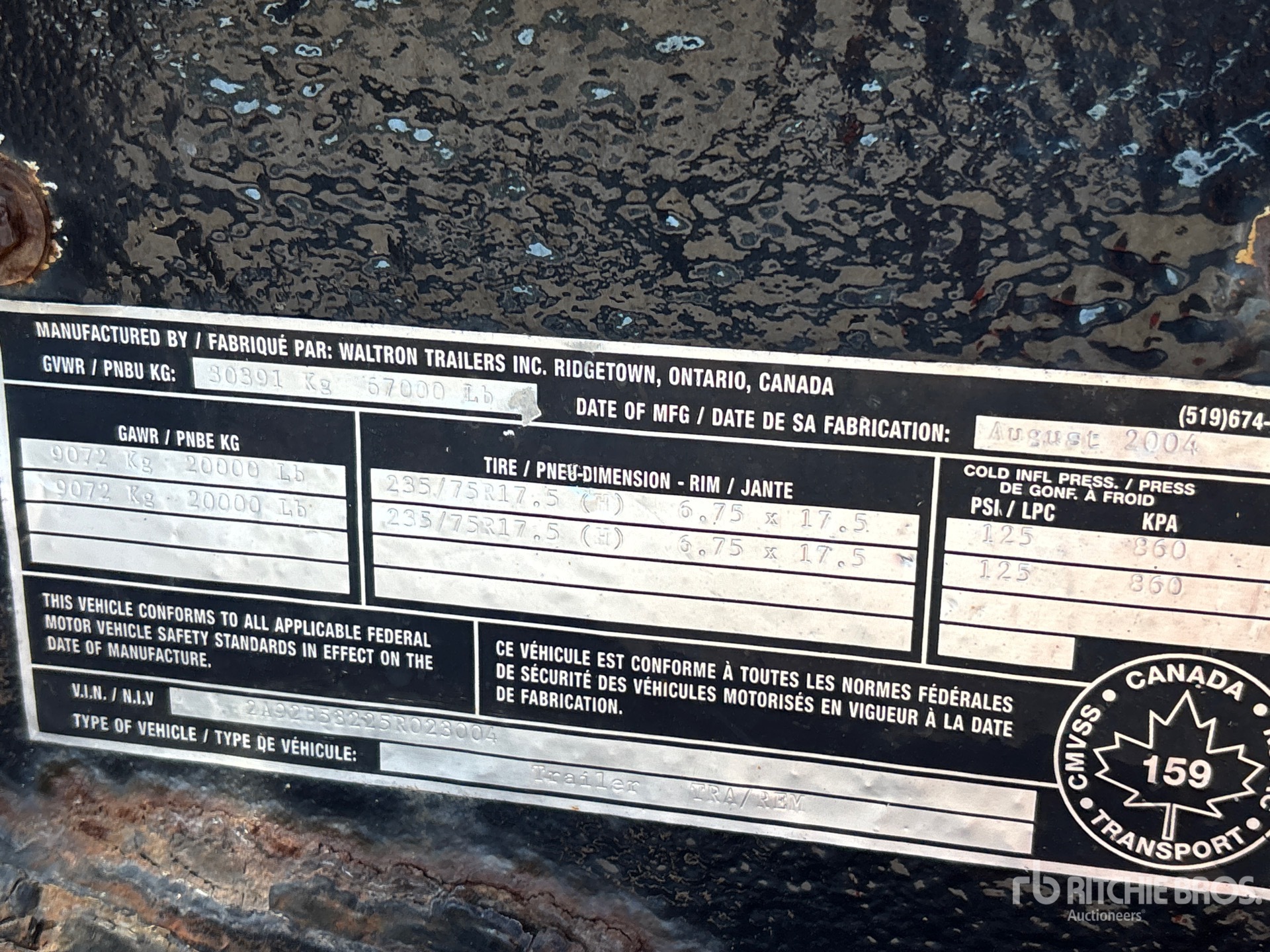 General Appearance with Serial Number / VIN
