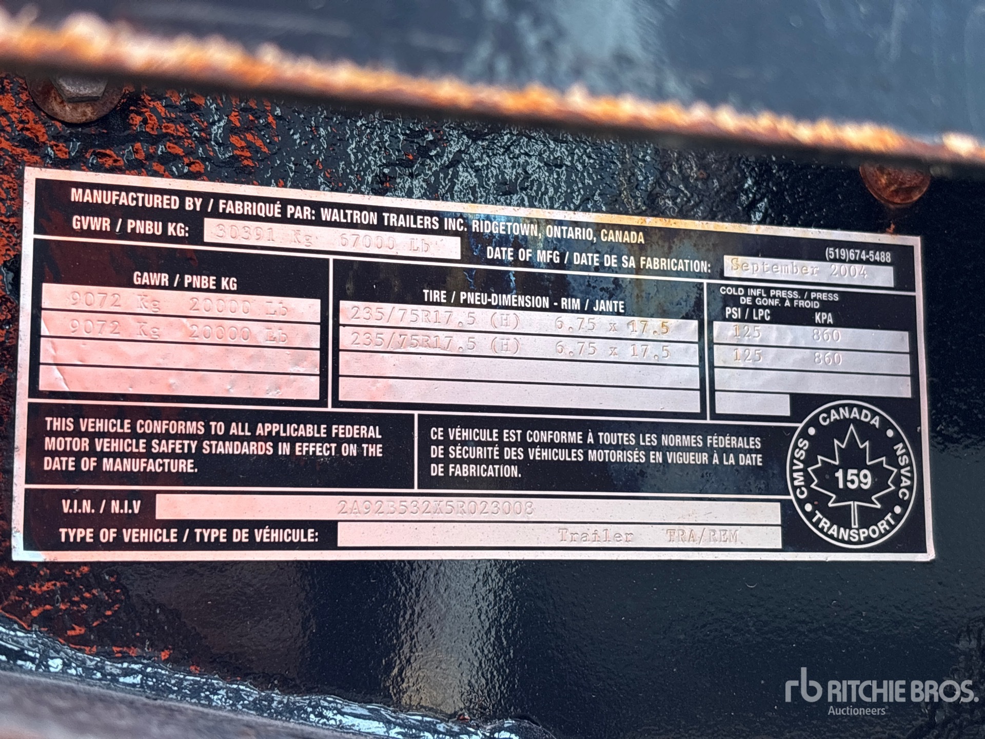 General Appearance with Serial Number / VIN