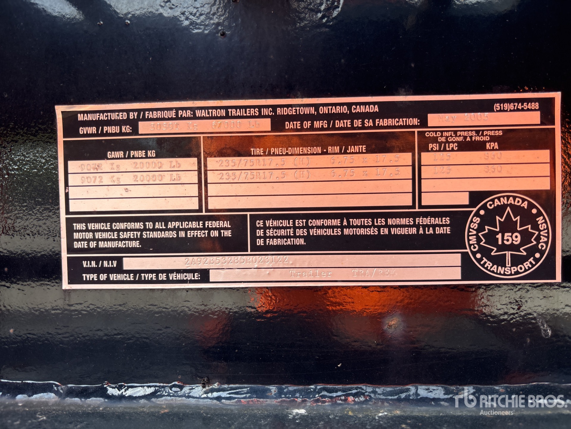 General Appearance with Numéro de série/Numéro d'identification du véhicule automobile