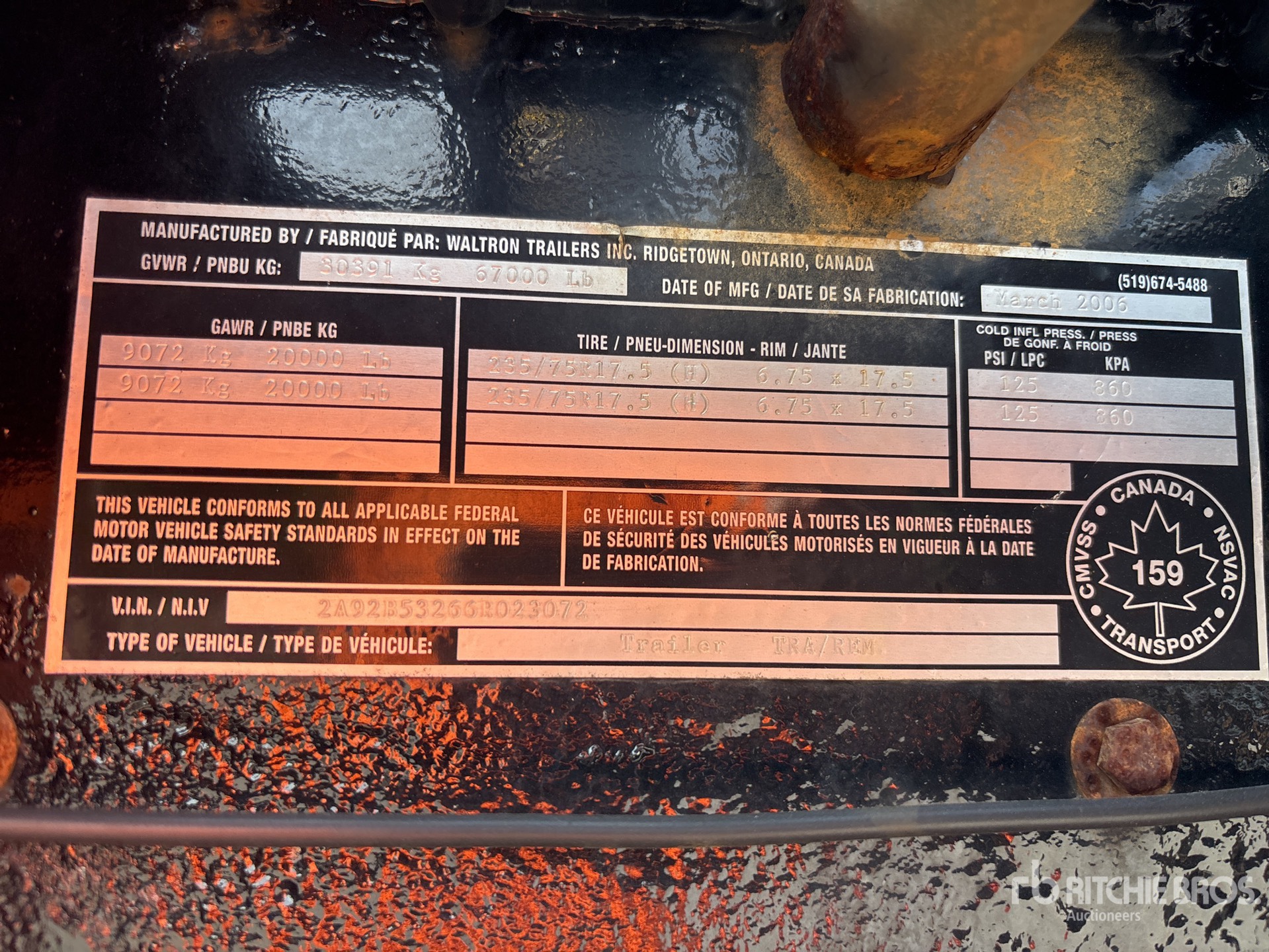 General Appearance with Serial Number / VIN