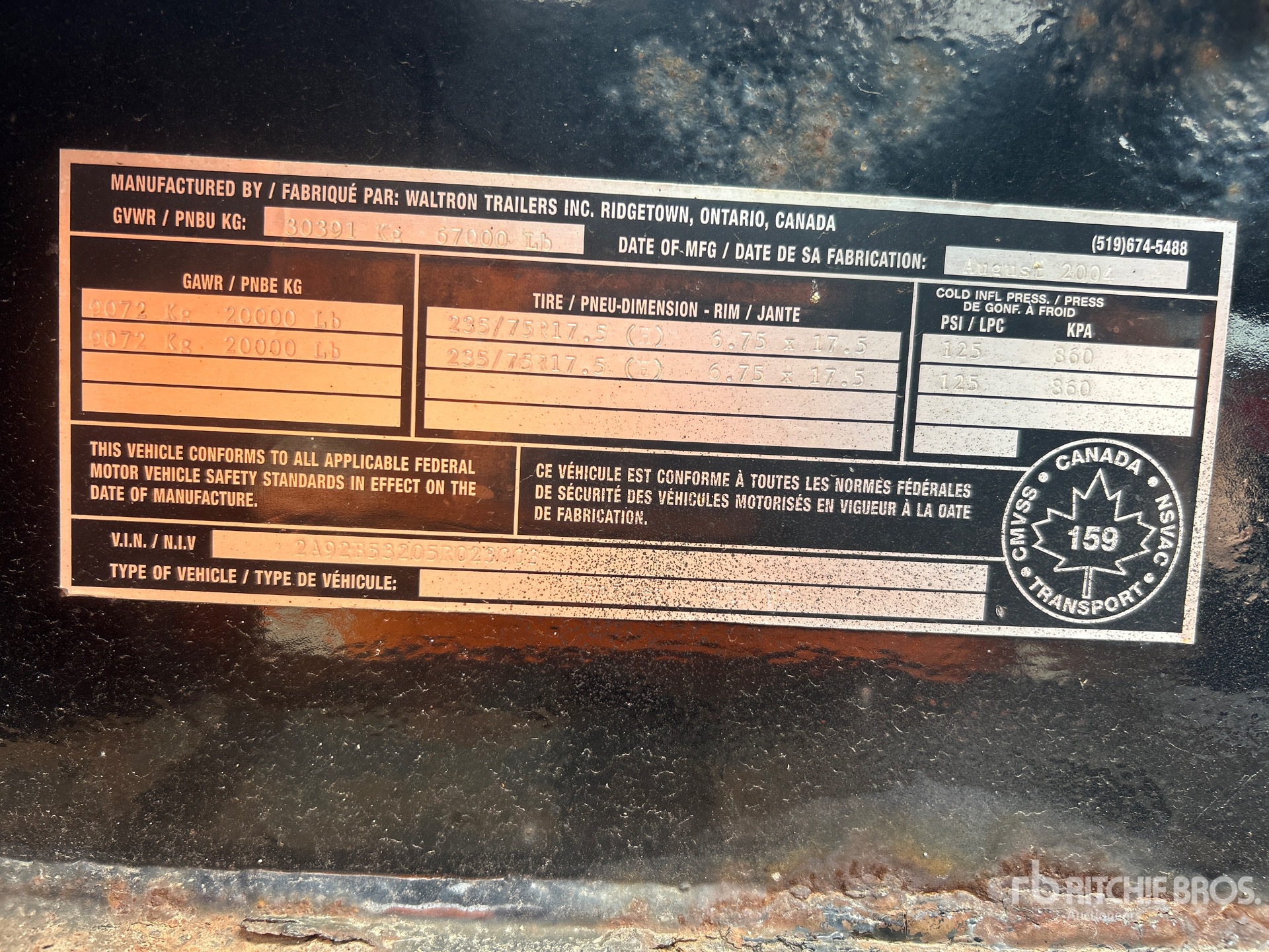 General Appearance with Serial Number / VIN