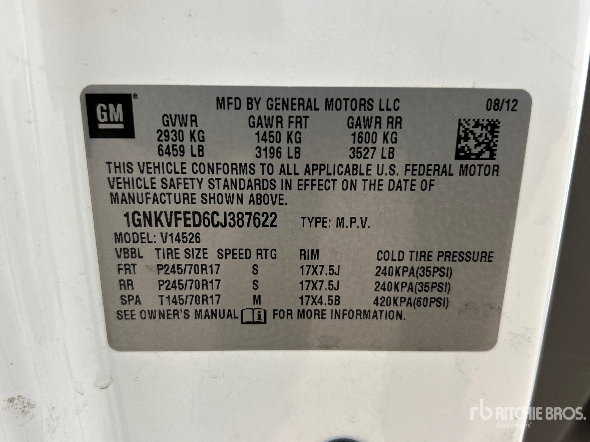 General Appearance with Serial Number / VIN