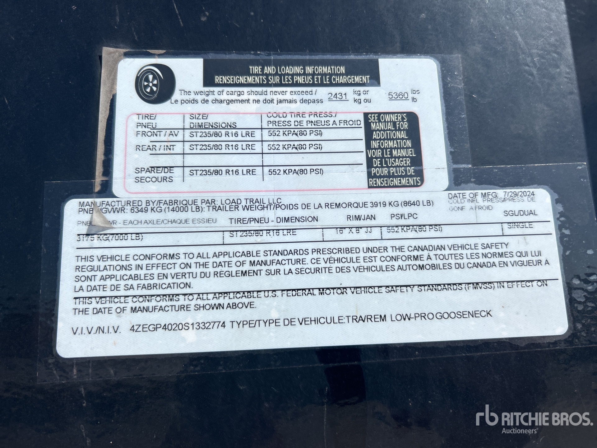 General Appearance with Serial Number / VIN