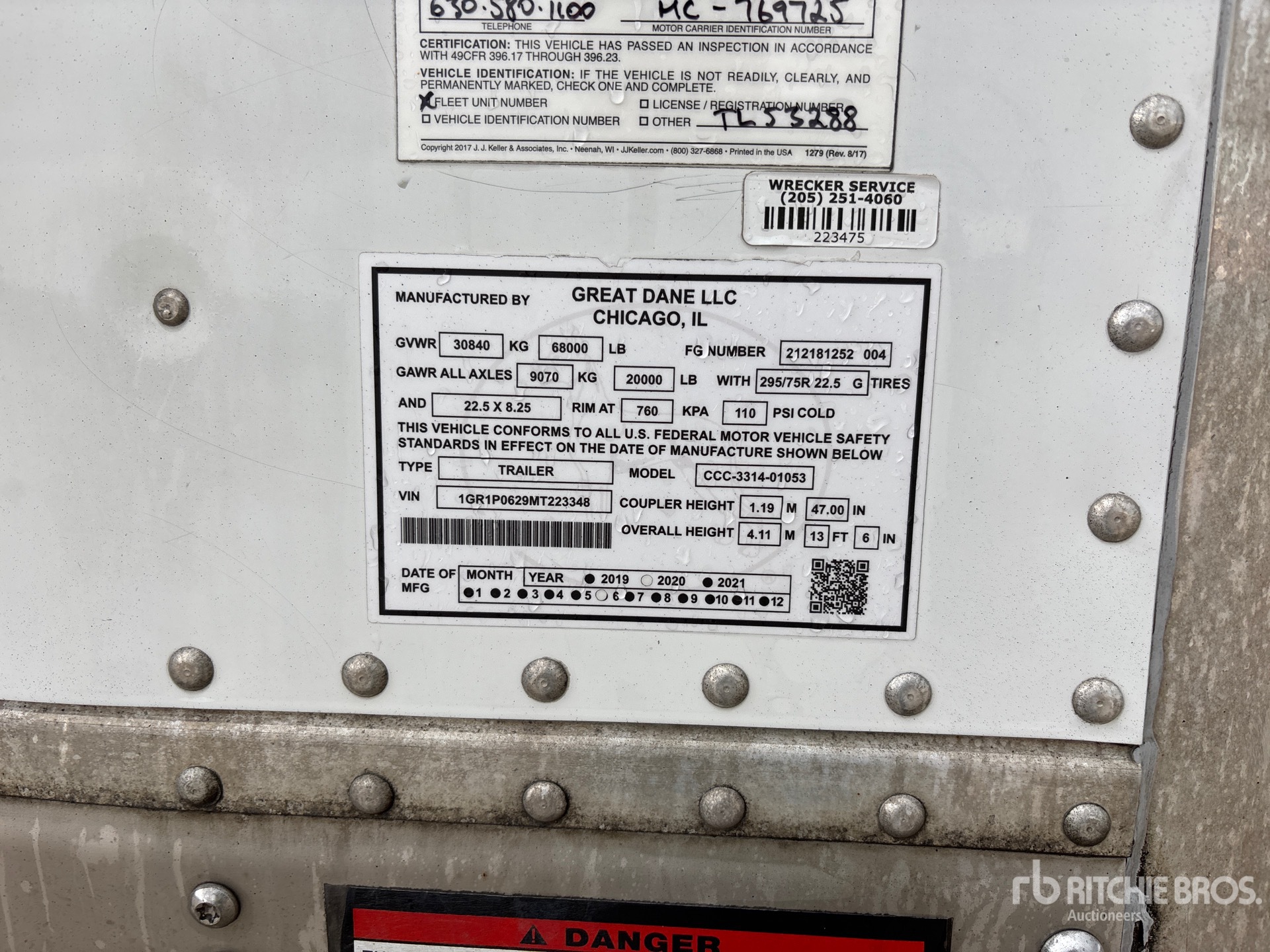 General Appearance with Serial Number / VIN