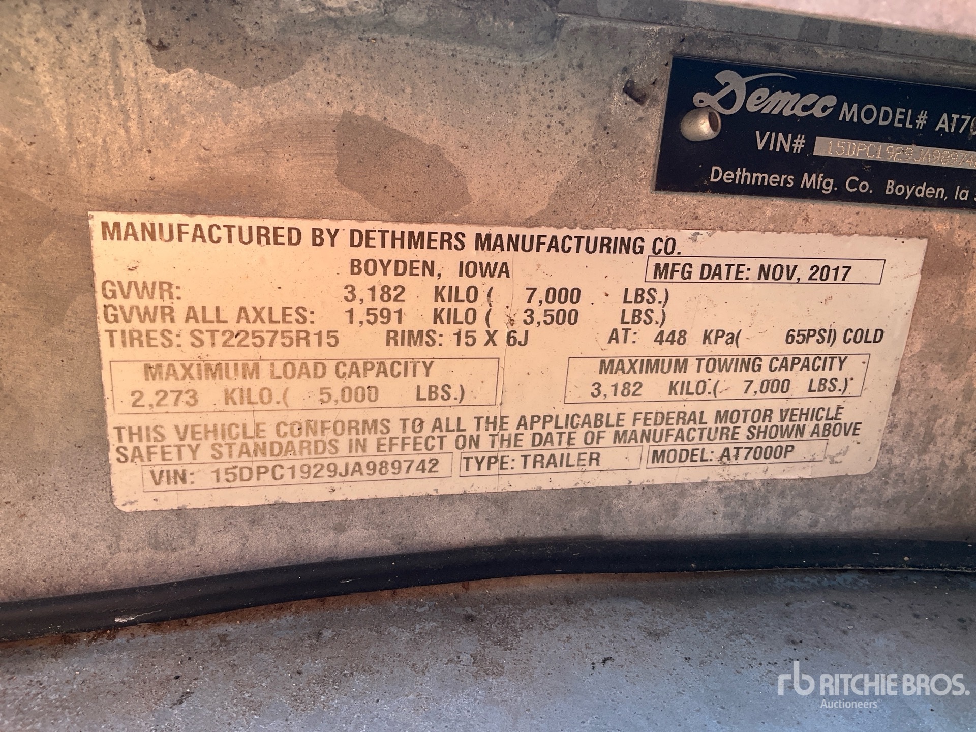 General Appearance with Serial Number / VIN