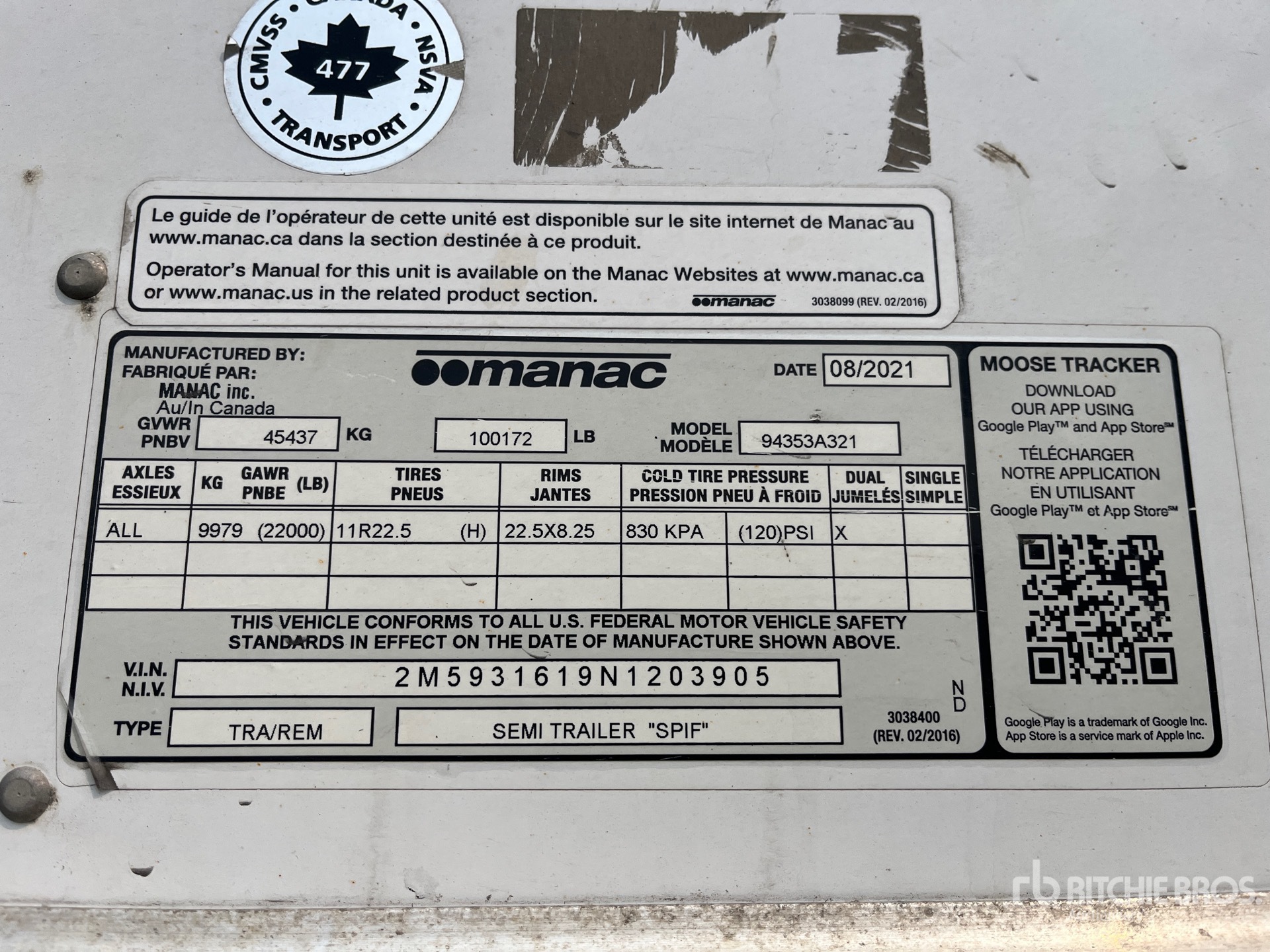 General Appearance with Serial Number / VIN