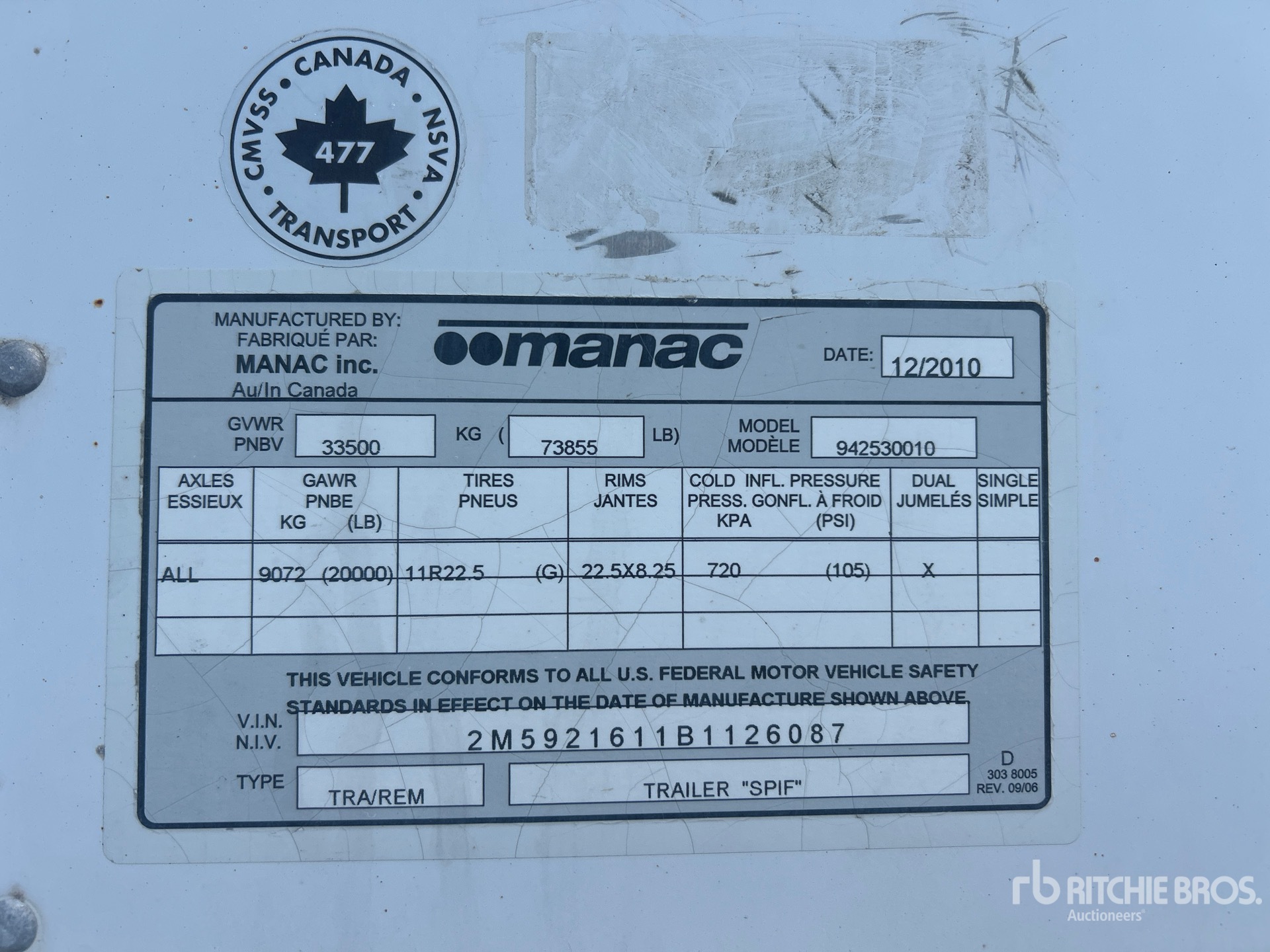 General Appearance with Serial Number / VIN