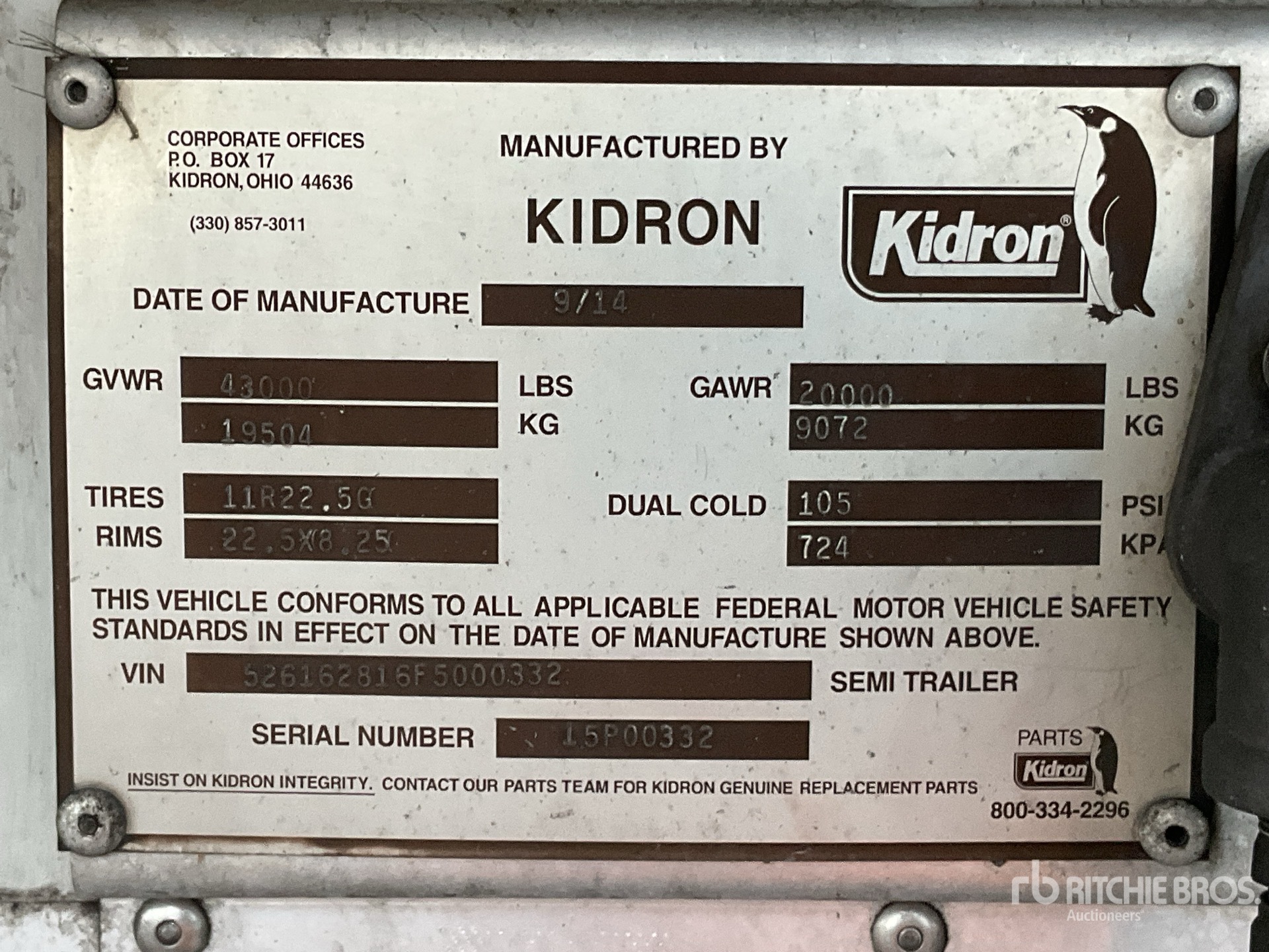 General Appearance with Serial Number / VIN