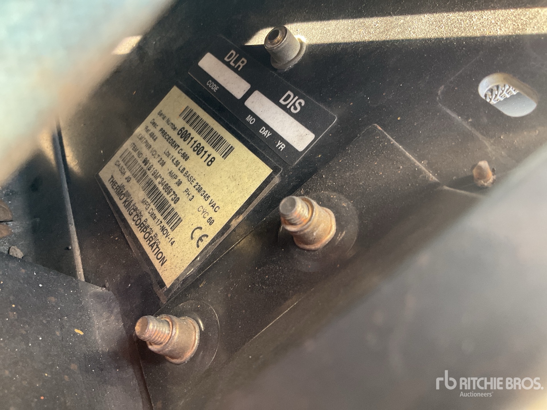 General Appearance with Refrigeration Unit Serial Number