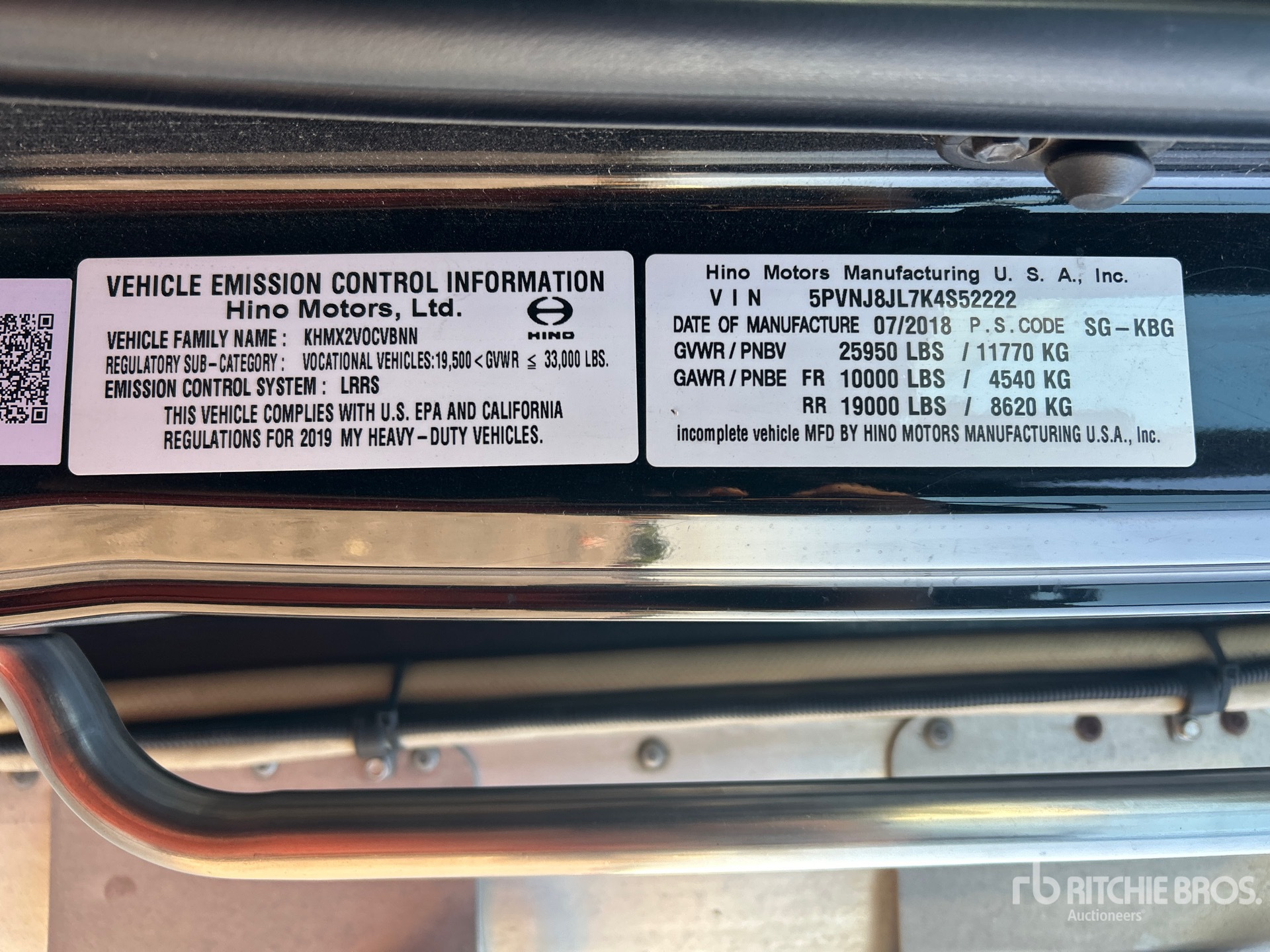 General Appearance with Serial Number / VIN