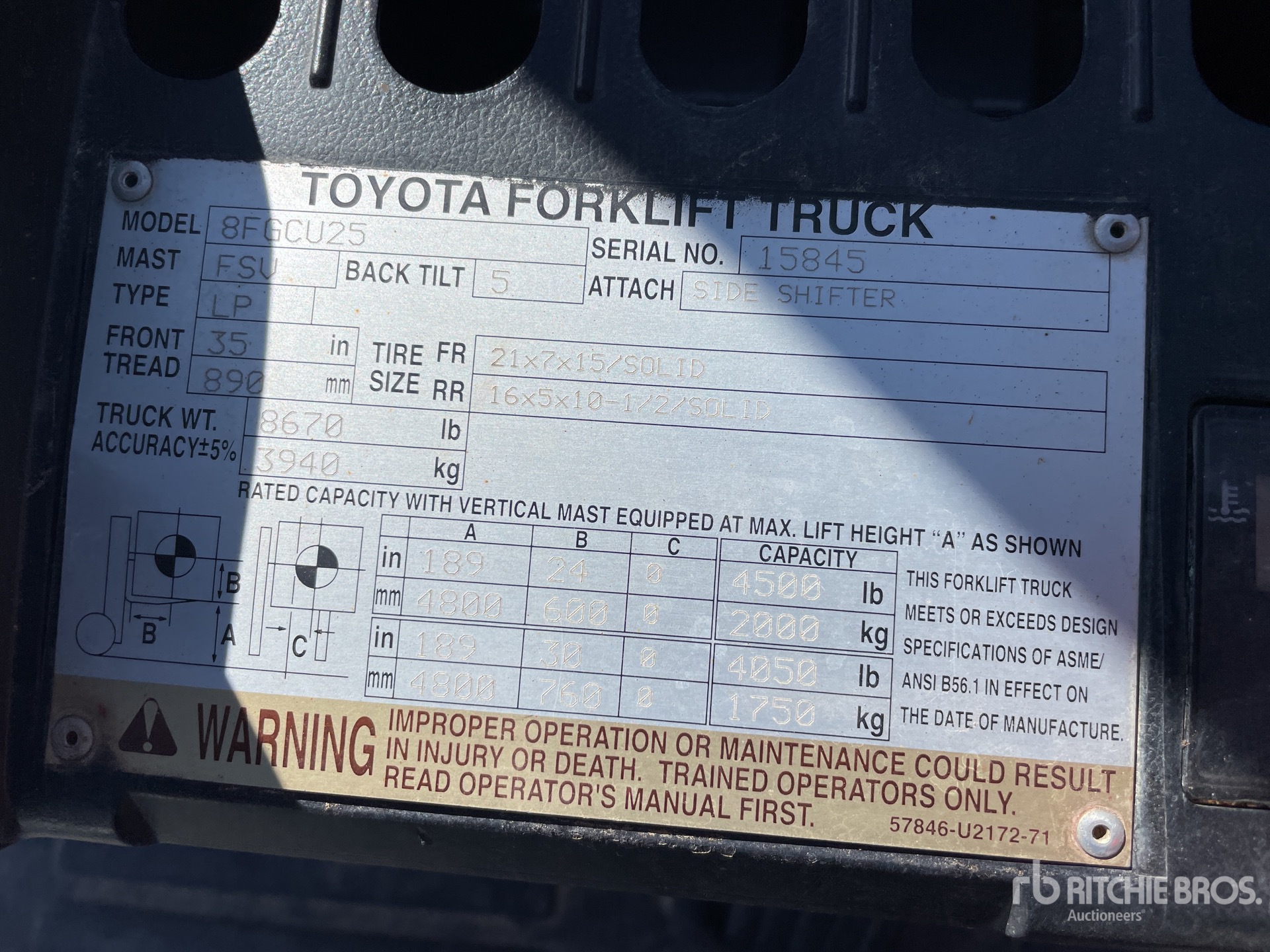 General Appearance with Serial Number / VIN