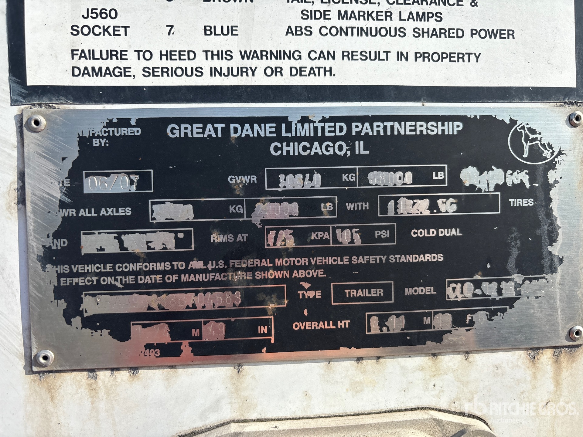 General Appearance with Serial Number / VIN