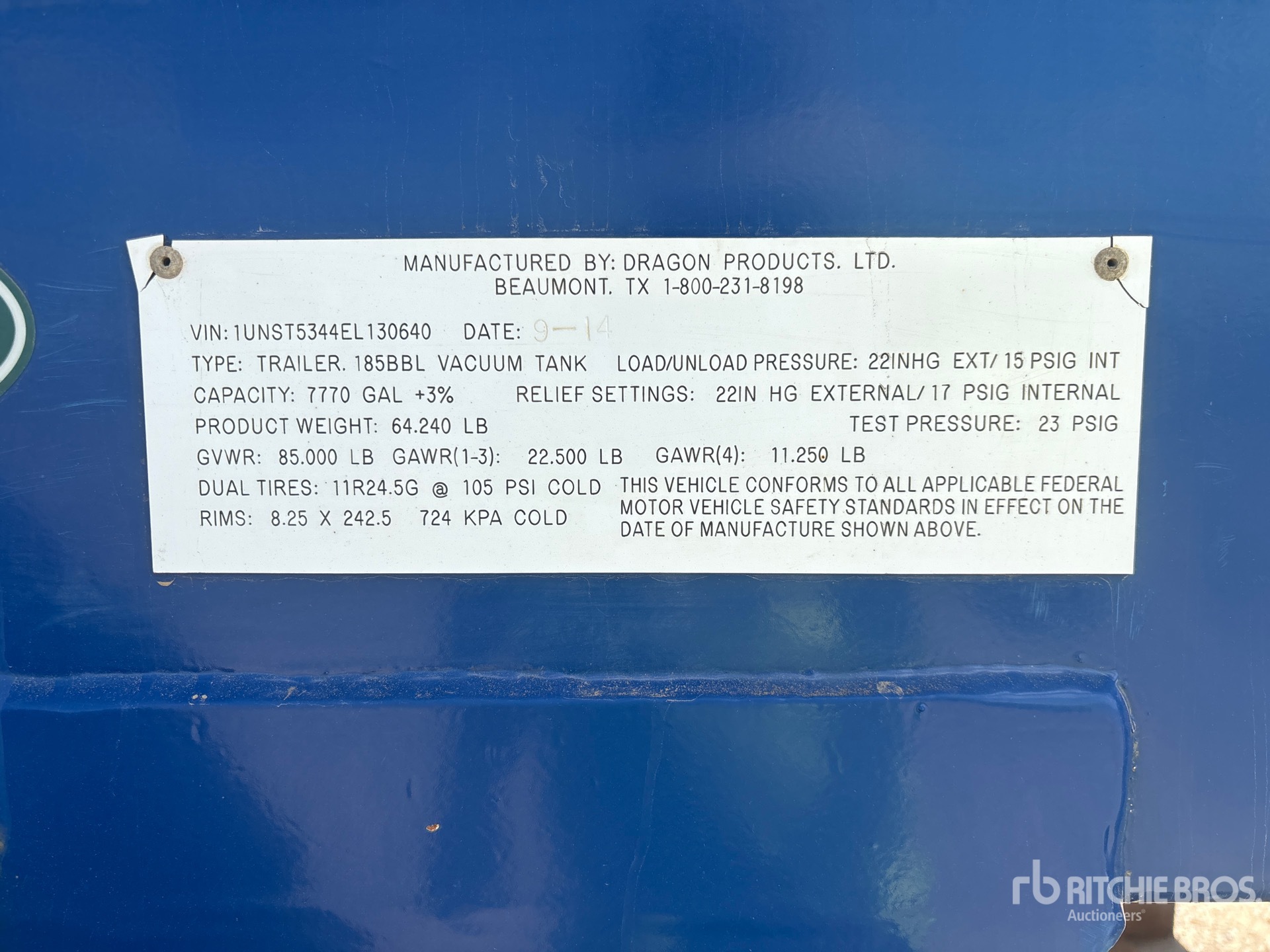 General Appearance with Serial Number / VIN