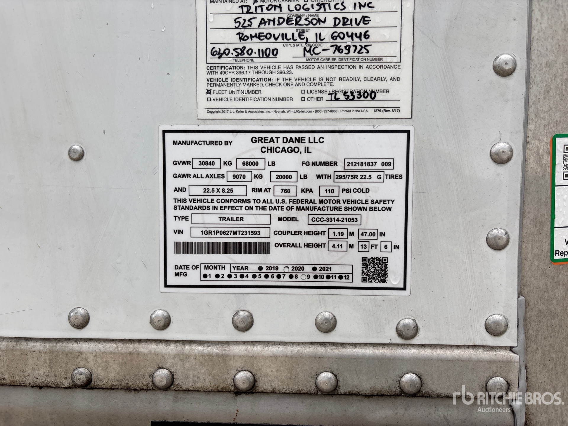General Appearance with Serial Number / VIN