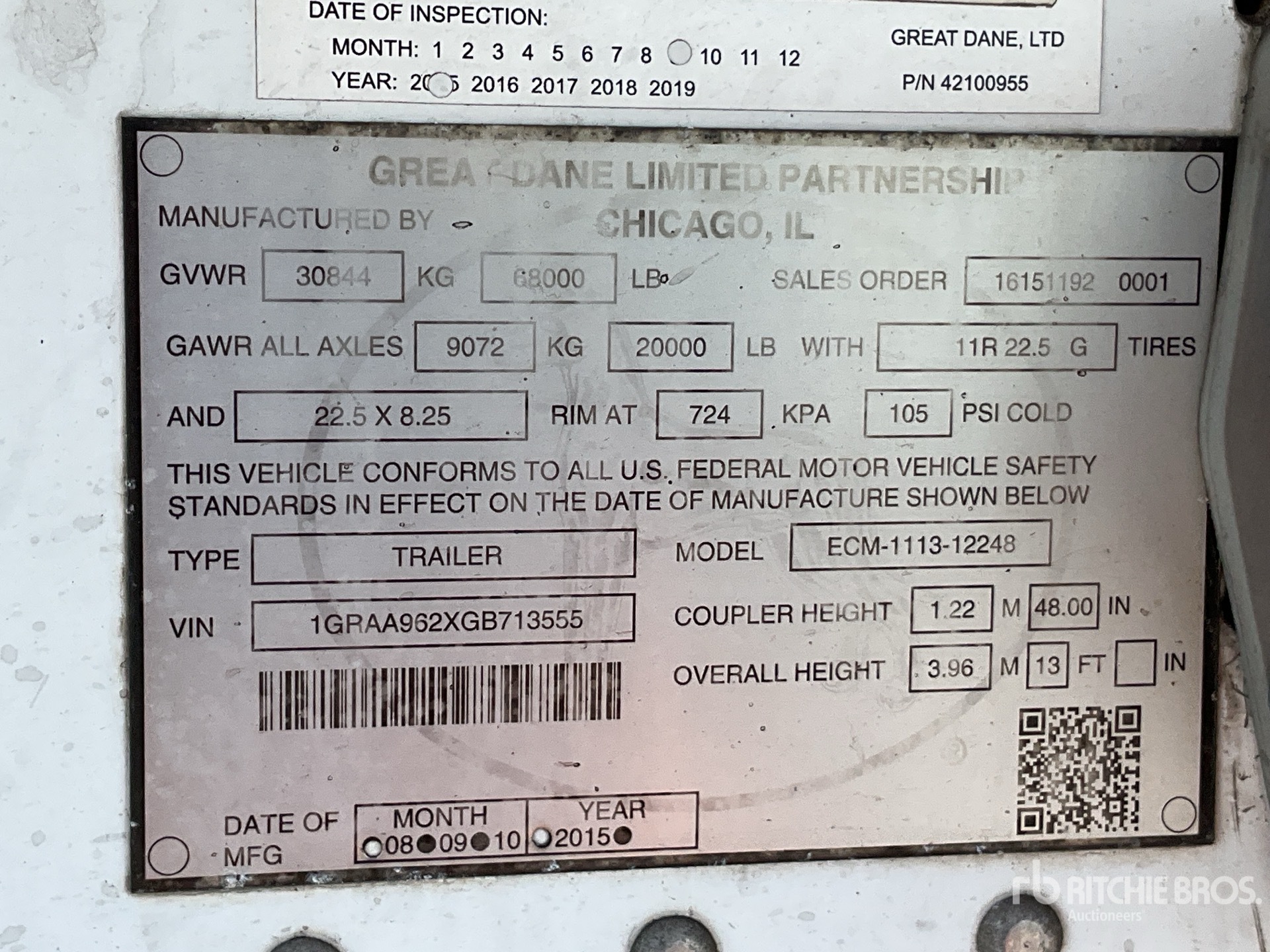General Appearance with Serial Number / VIN