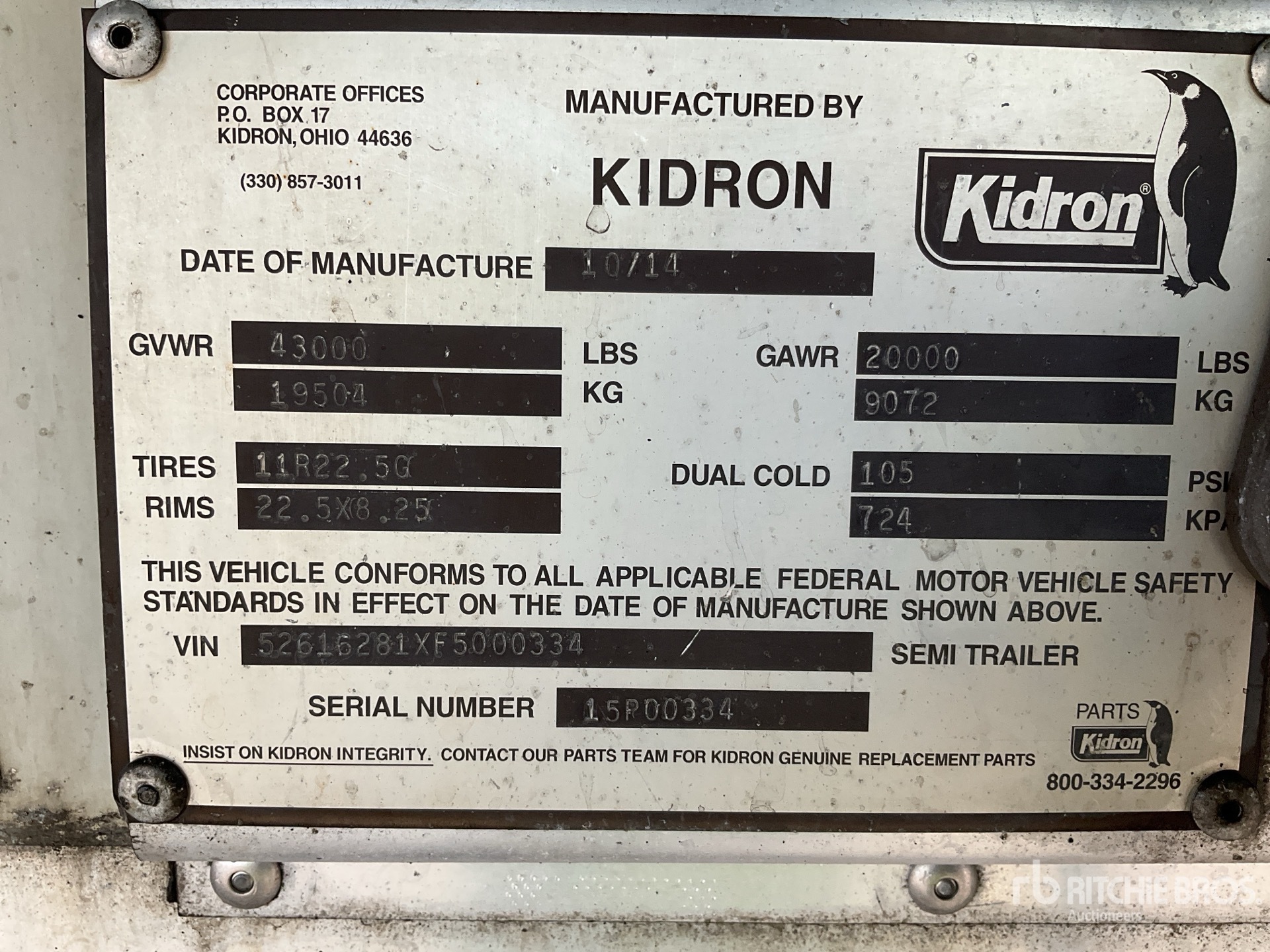 General Appearance with Serial Number / VIN
