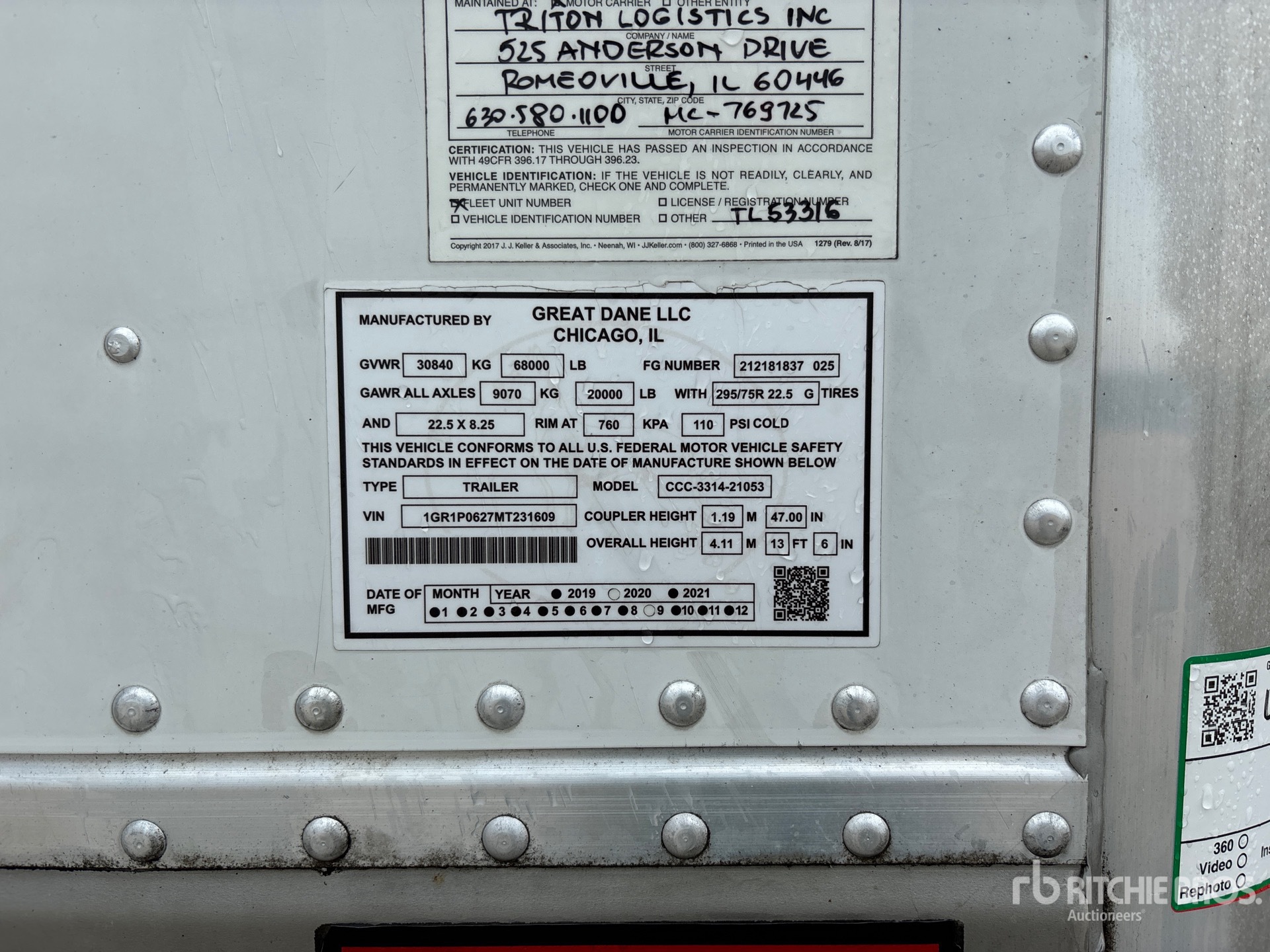 General Appearance with Serial Number / VIN