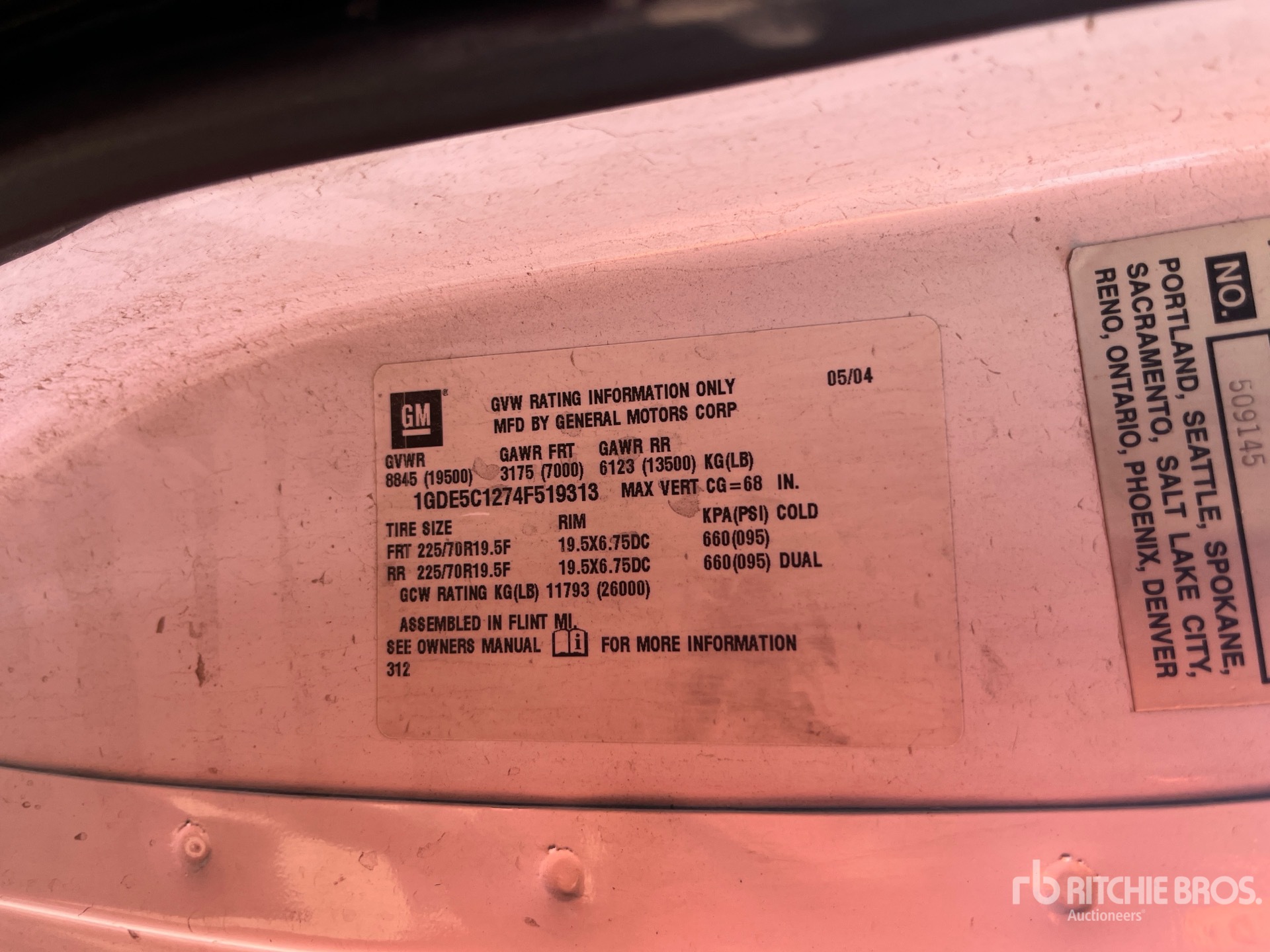 General Appearance with Serial Number / VIN