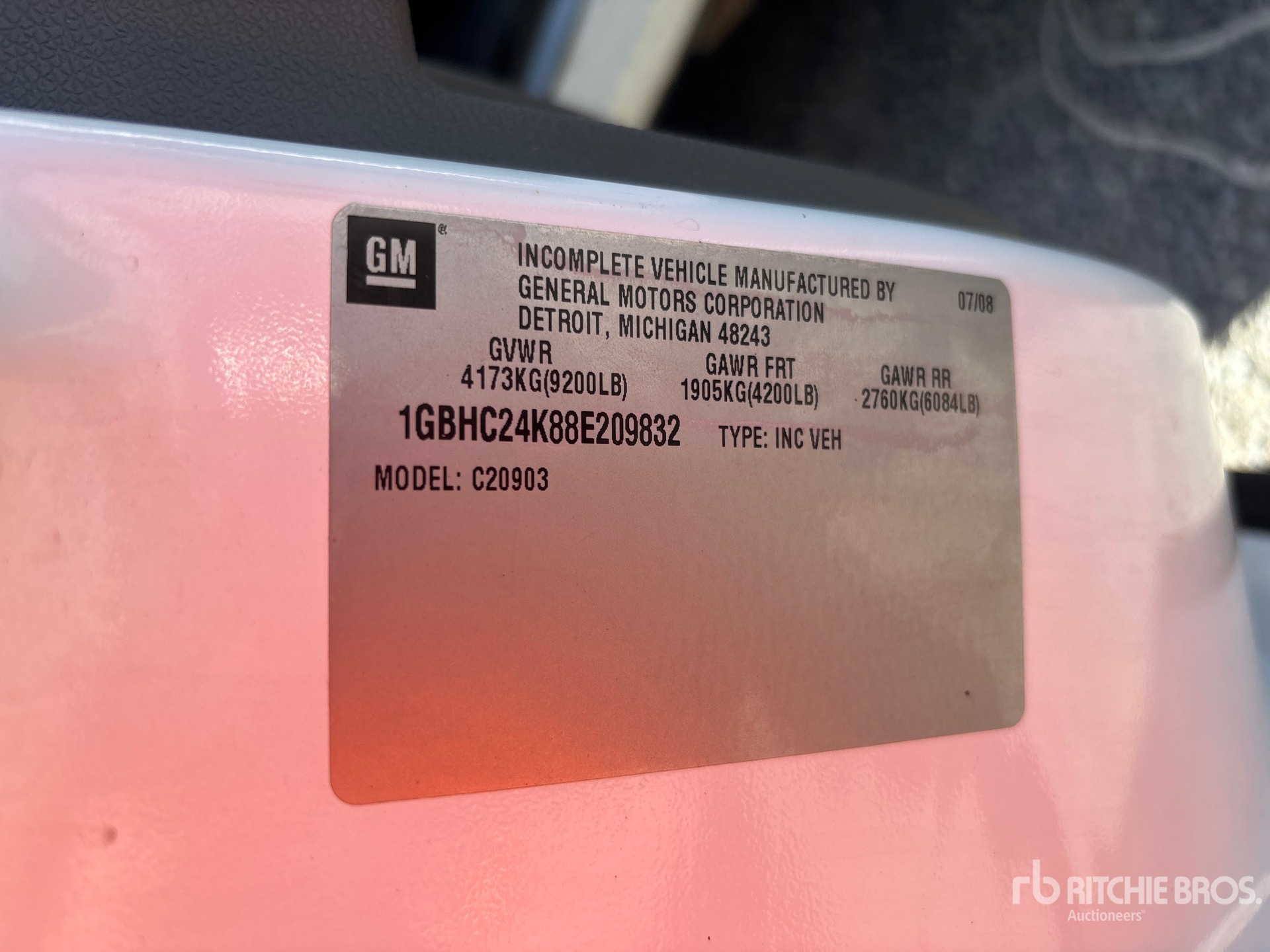 General Appearance with Serial Number / VIN