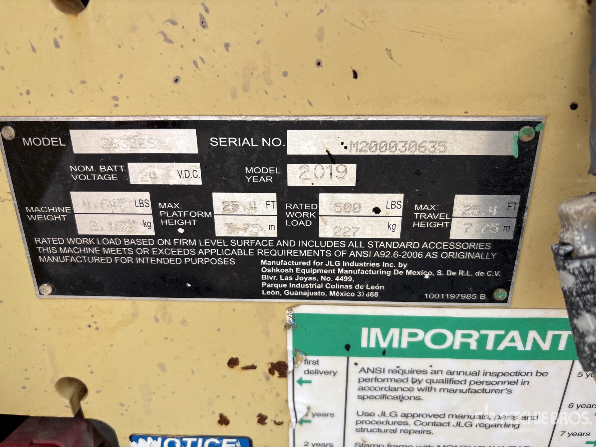 General Appearance with Serial Number / VIN