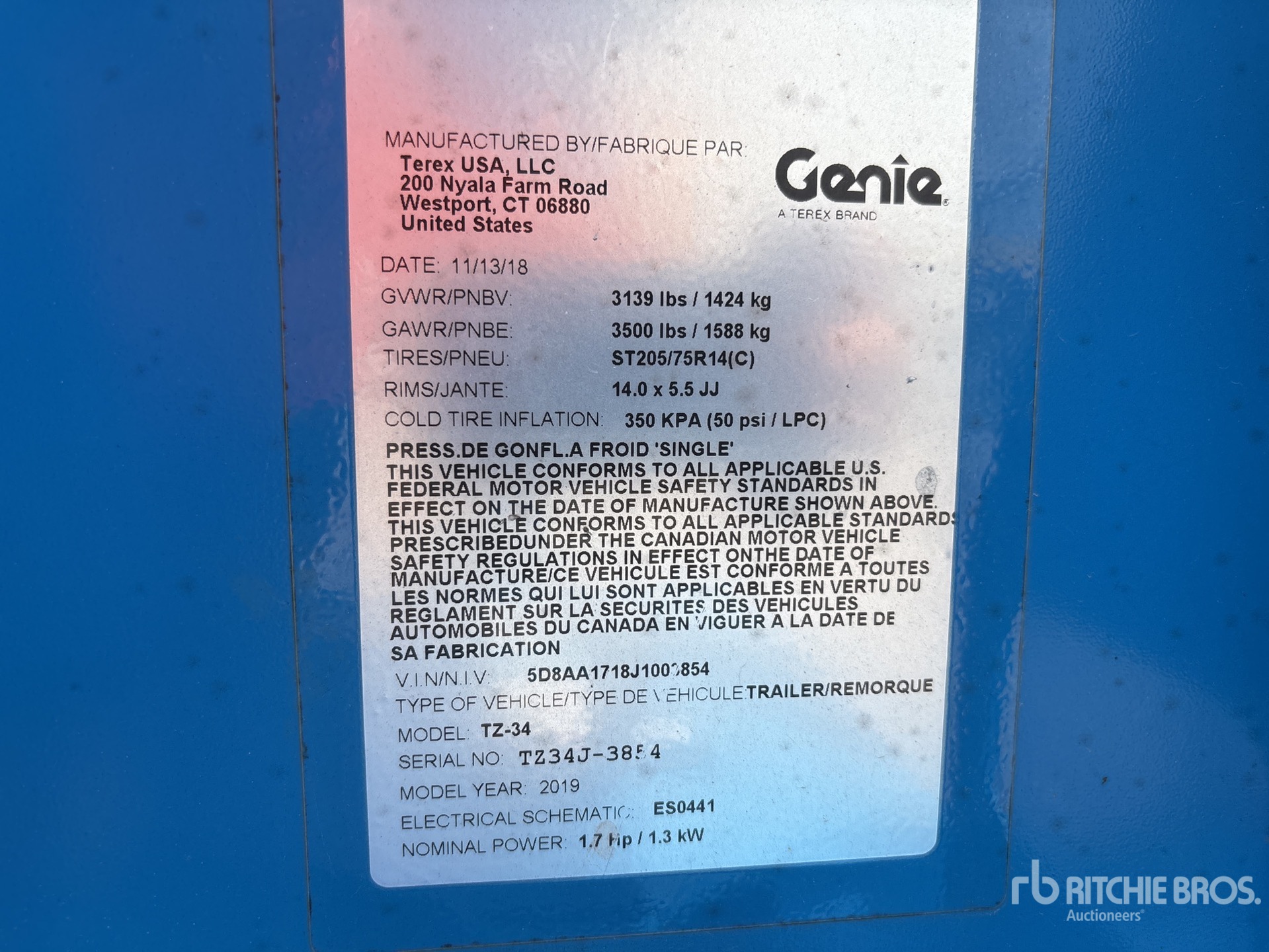 General Appearance with Serial Number / VIN
