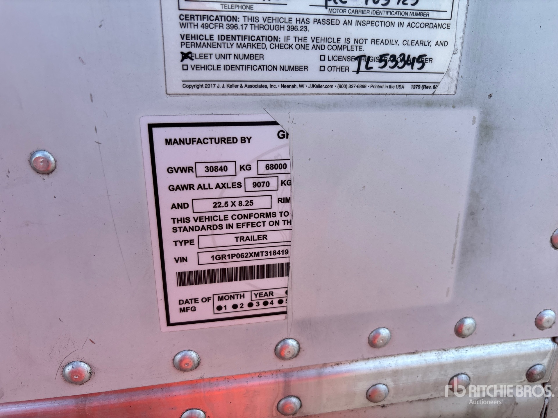 General Appearance with Serial Number / VIN