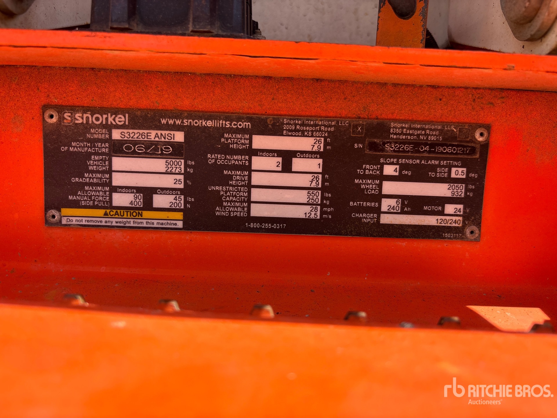 General Appearance with Serial Number / VIN