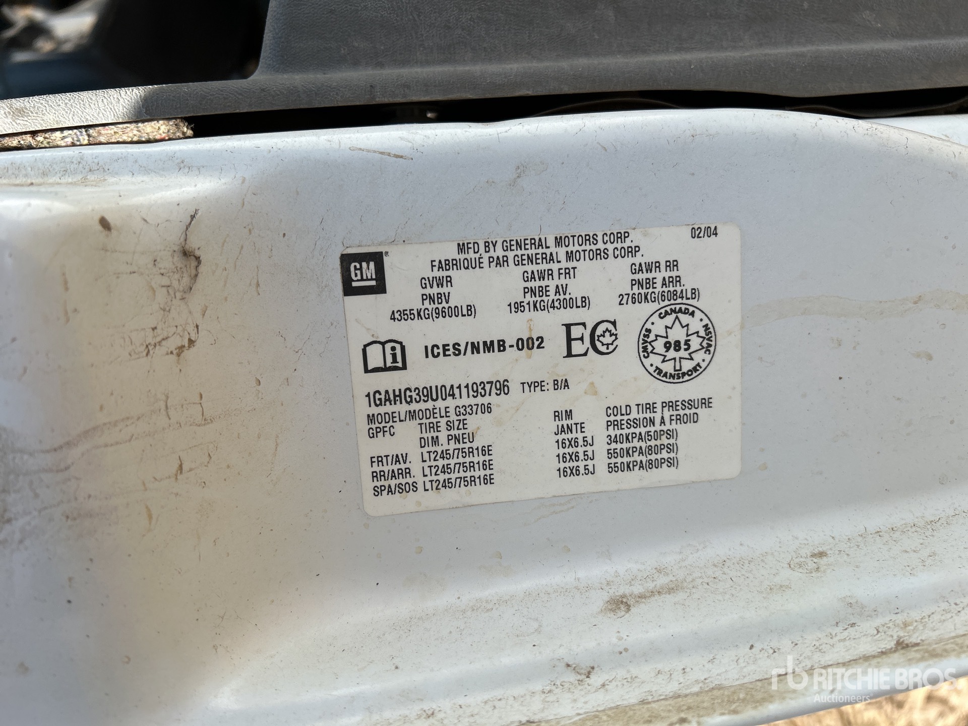 General Appearance with Serial Number / VIN