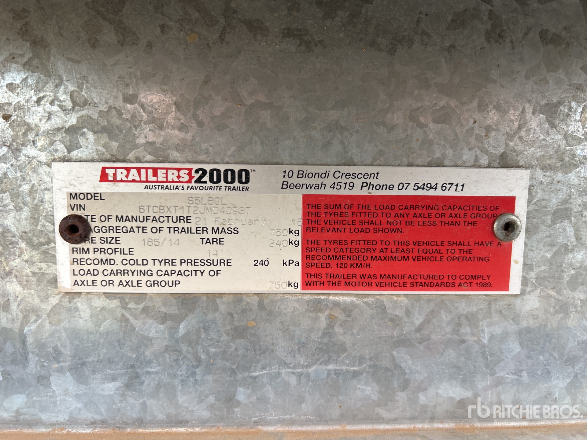 General Appearance with Serial Number / VIN
