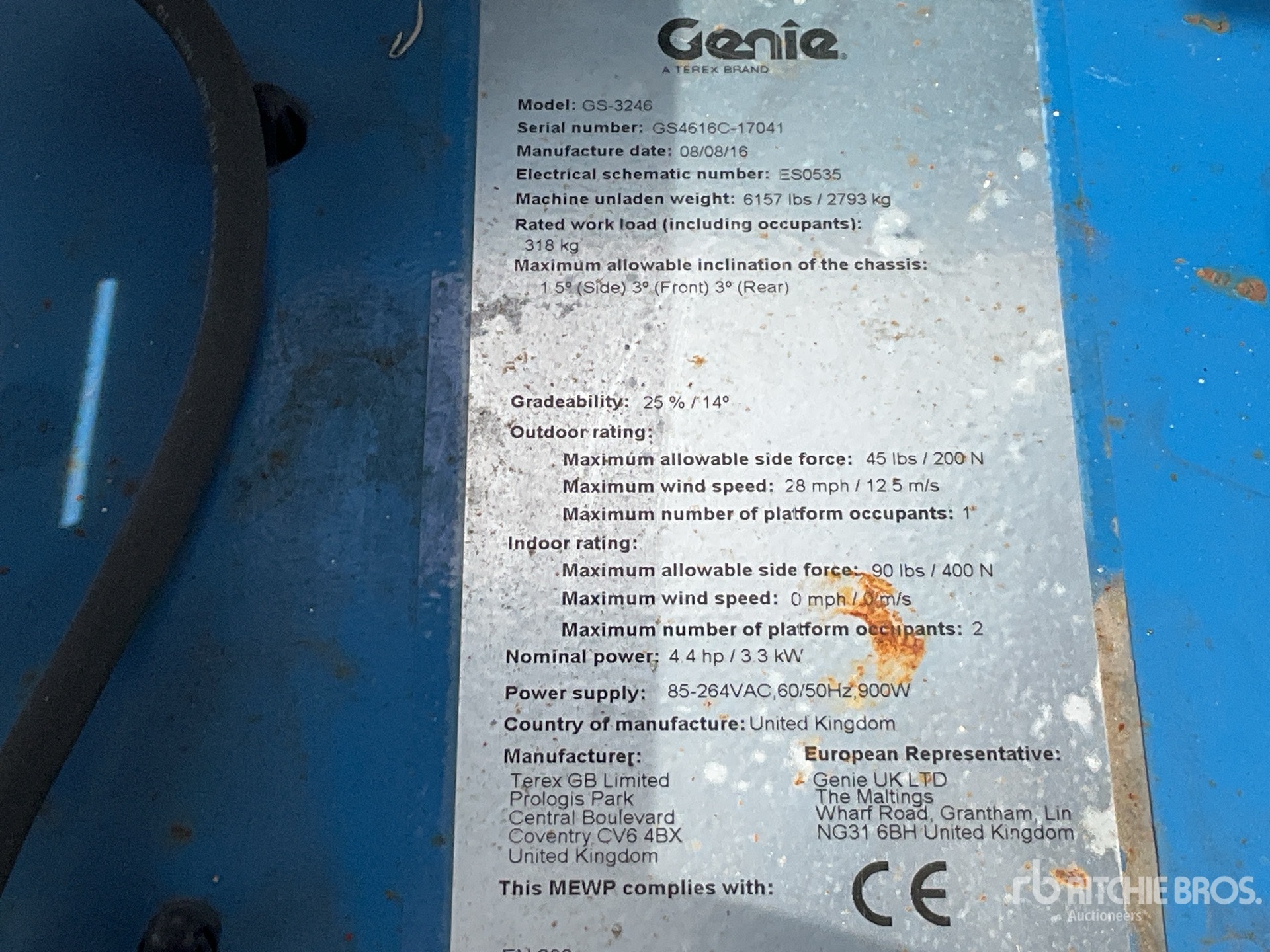 General Appearance with Serial Number / VIN