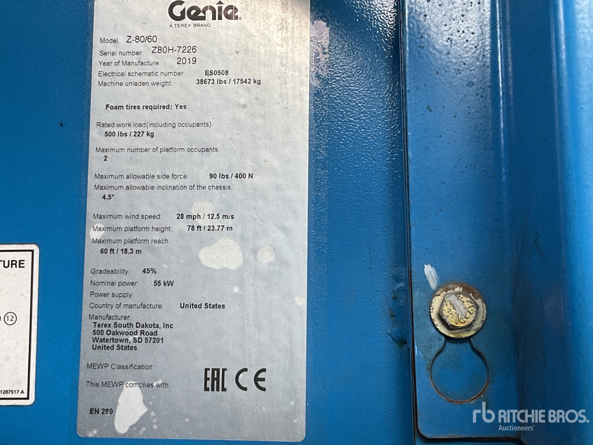 General Appearance with N.º de serie/VIN