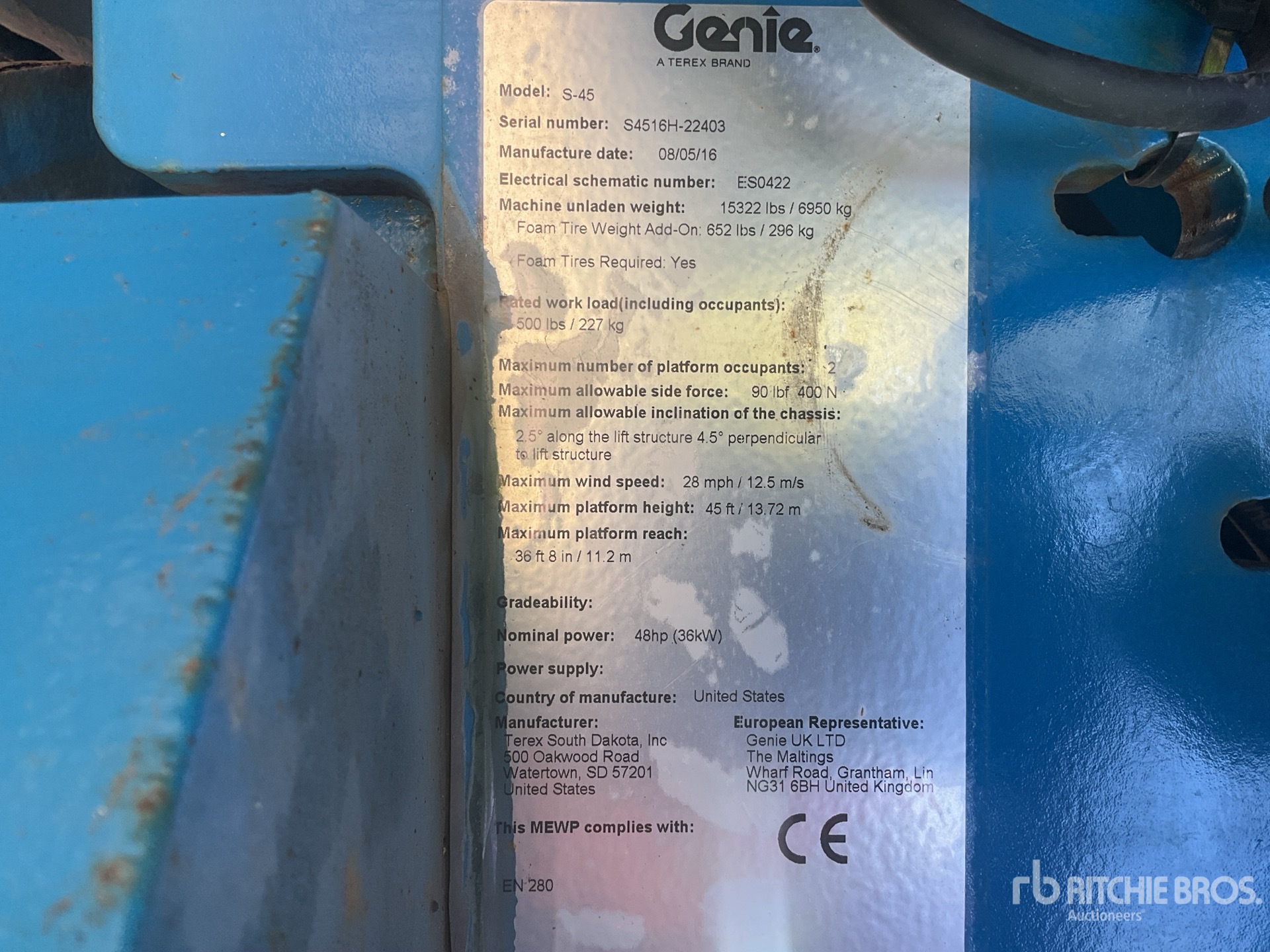 General Appearance with Serial Number / VIN