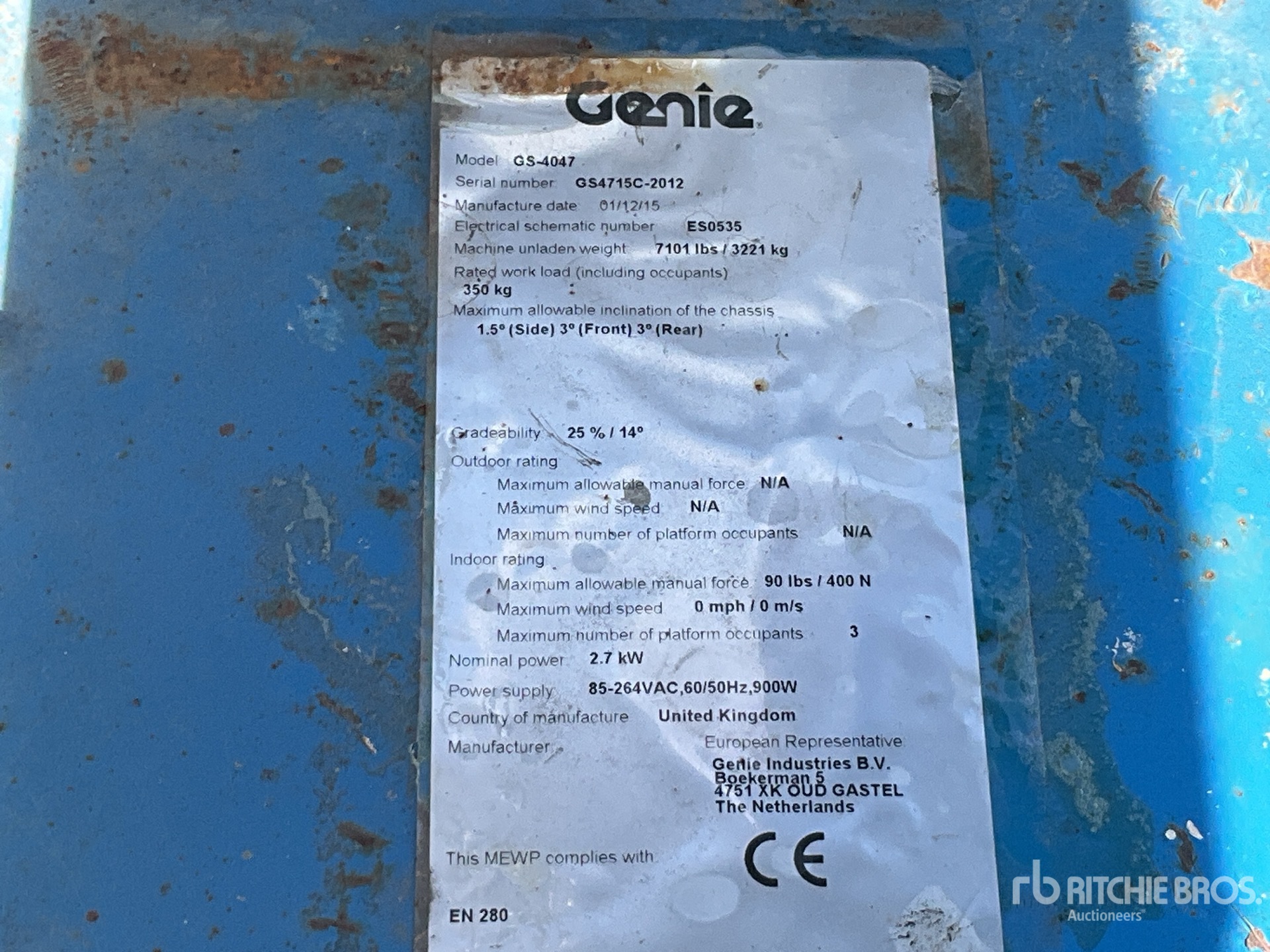 General Appearance with Serial Number / VIN