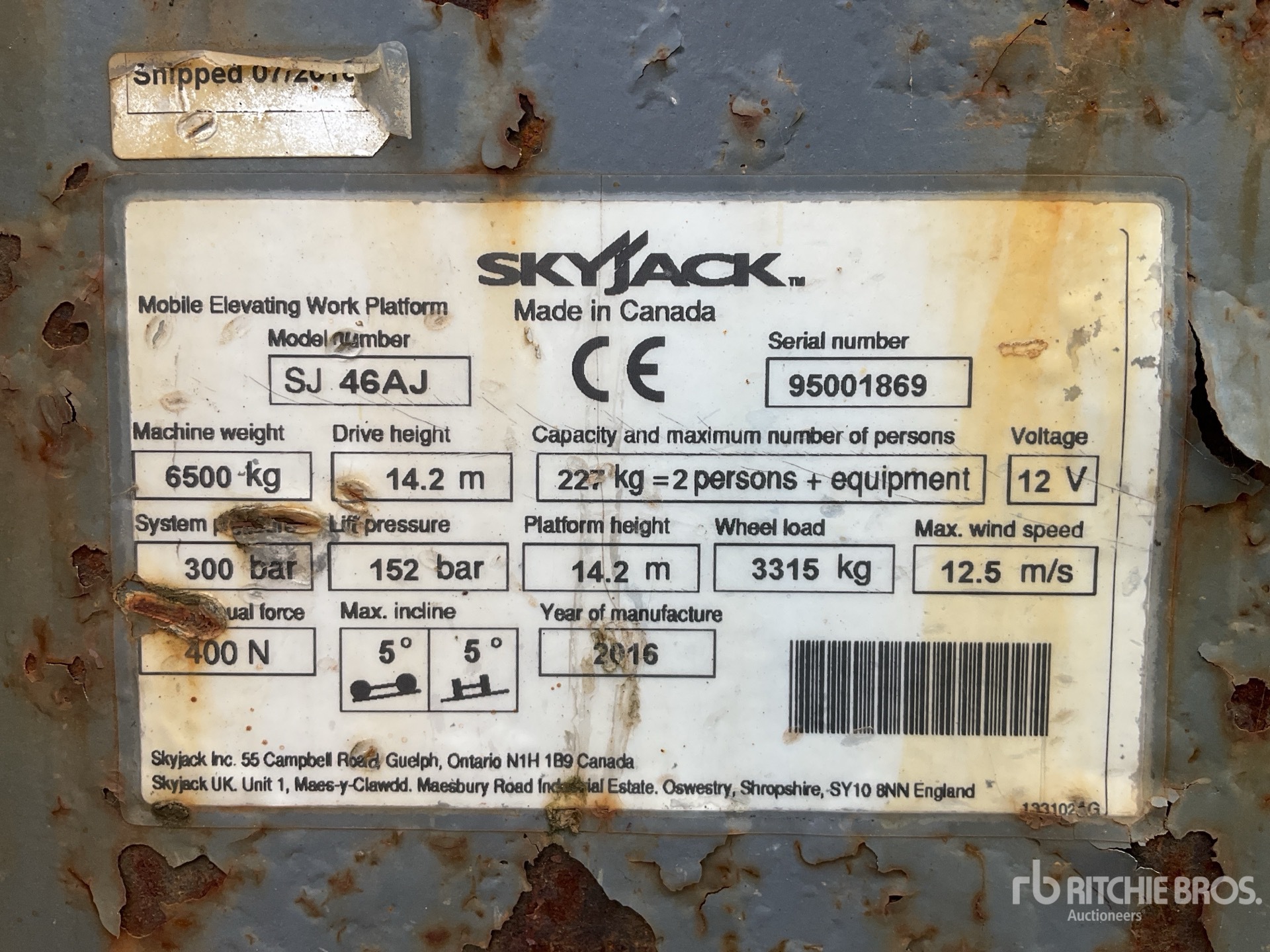 General Appearance with N.º de serie/VIN