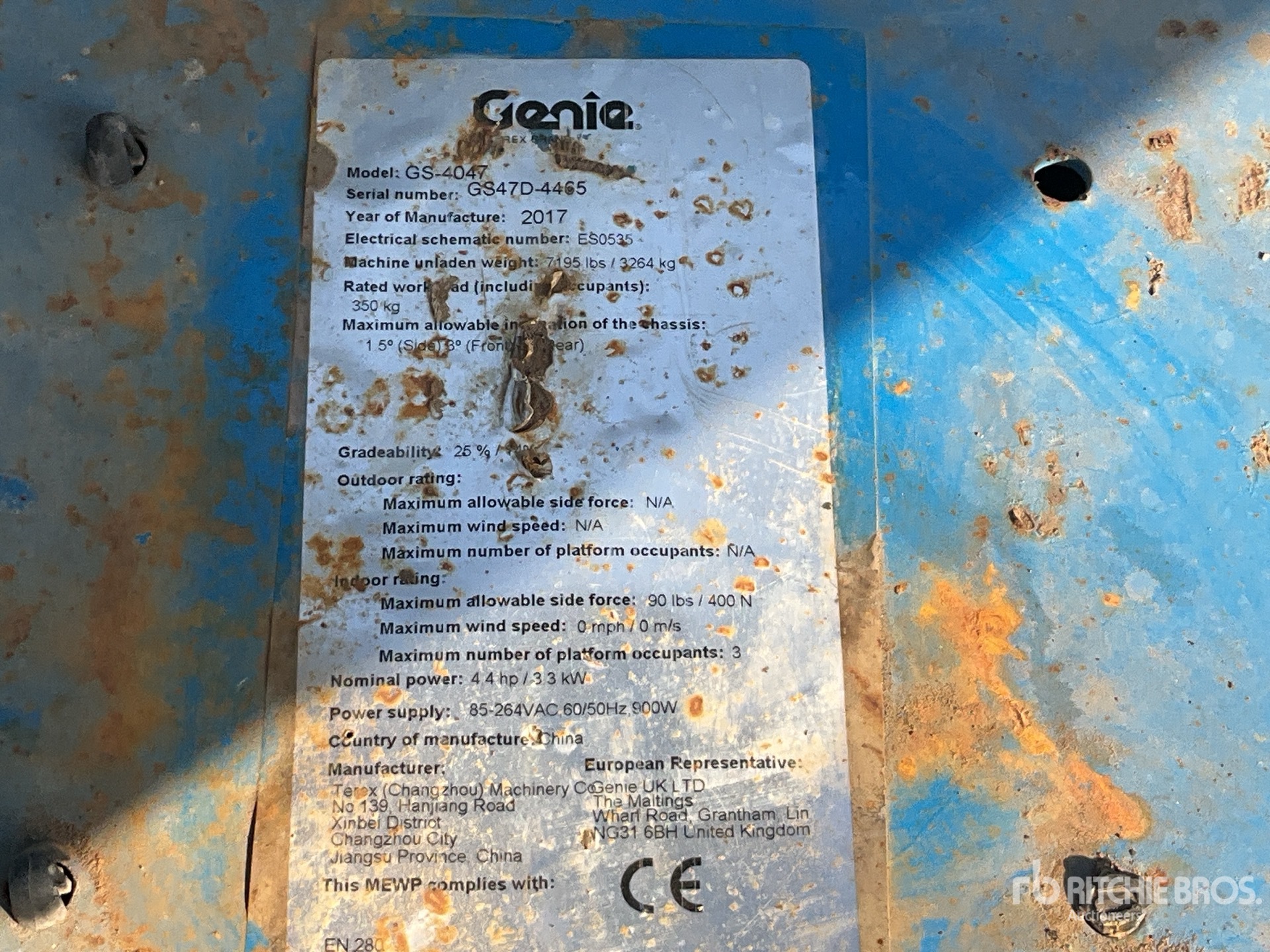 General Appearance with Serial Number / VIN