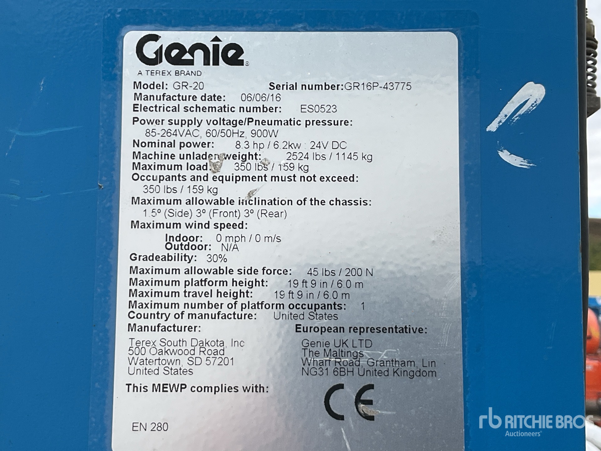 General Appearance with Serial Number / VIN