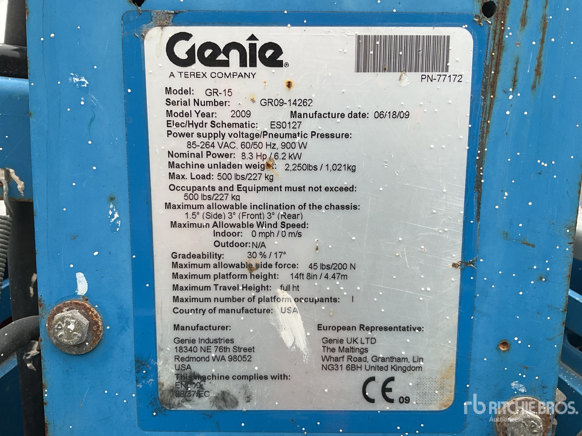 General Appearance with N.º de serie/VIN