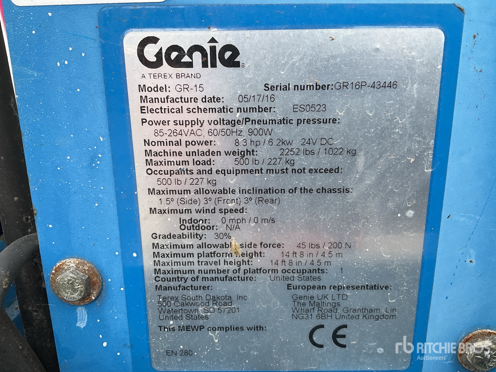 General Appearance with Serial Number / VIN