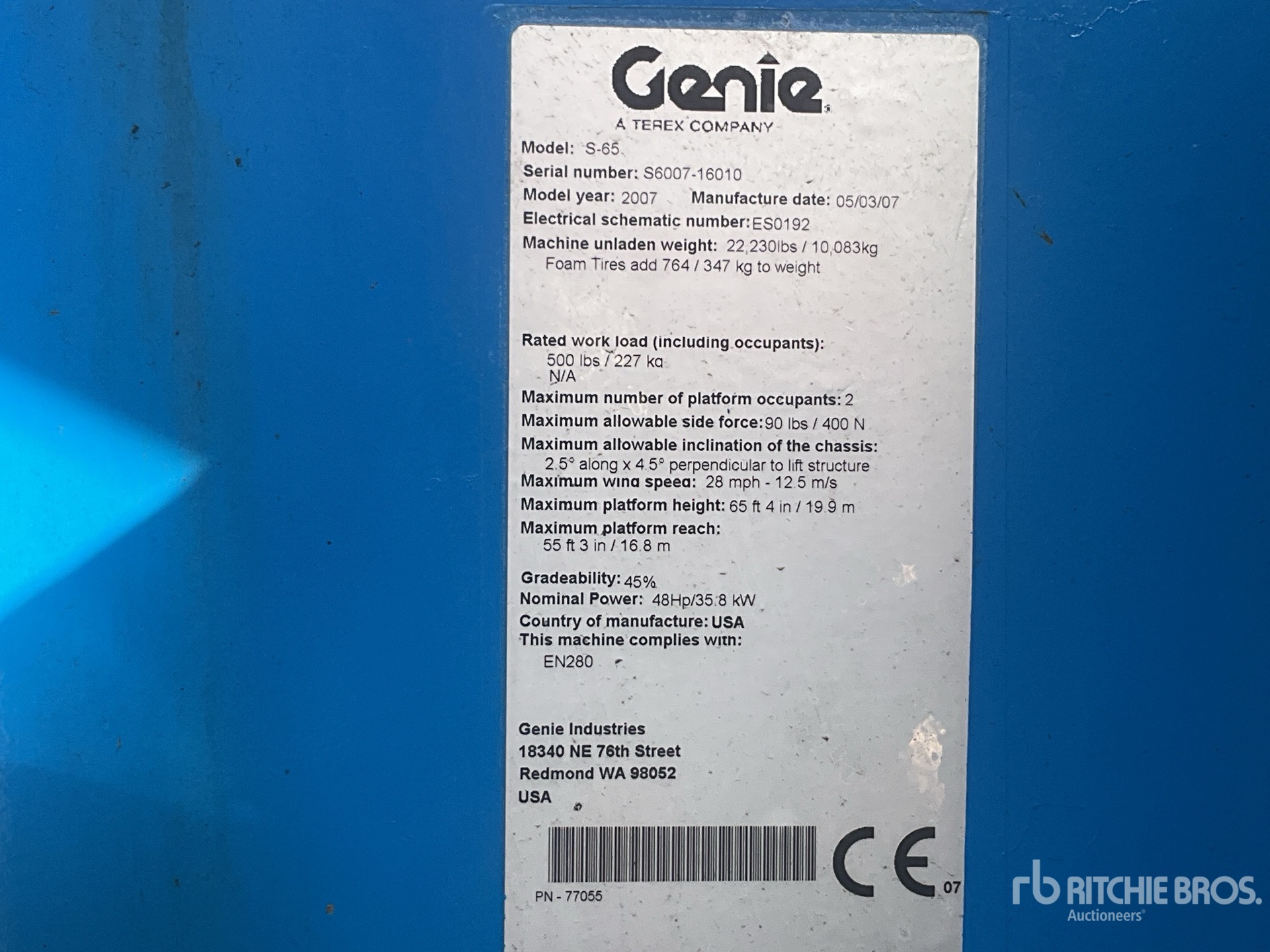 General Appearance with Serial Number / VIN