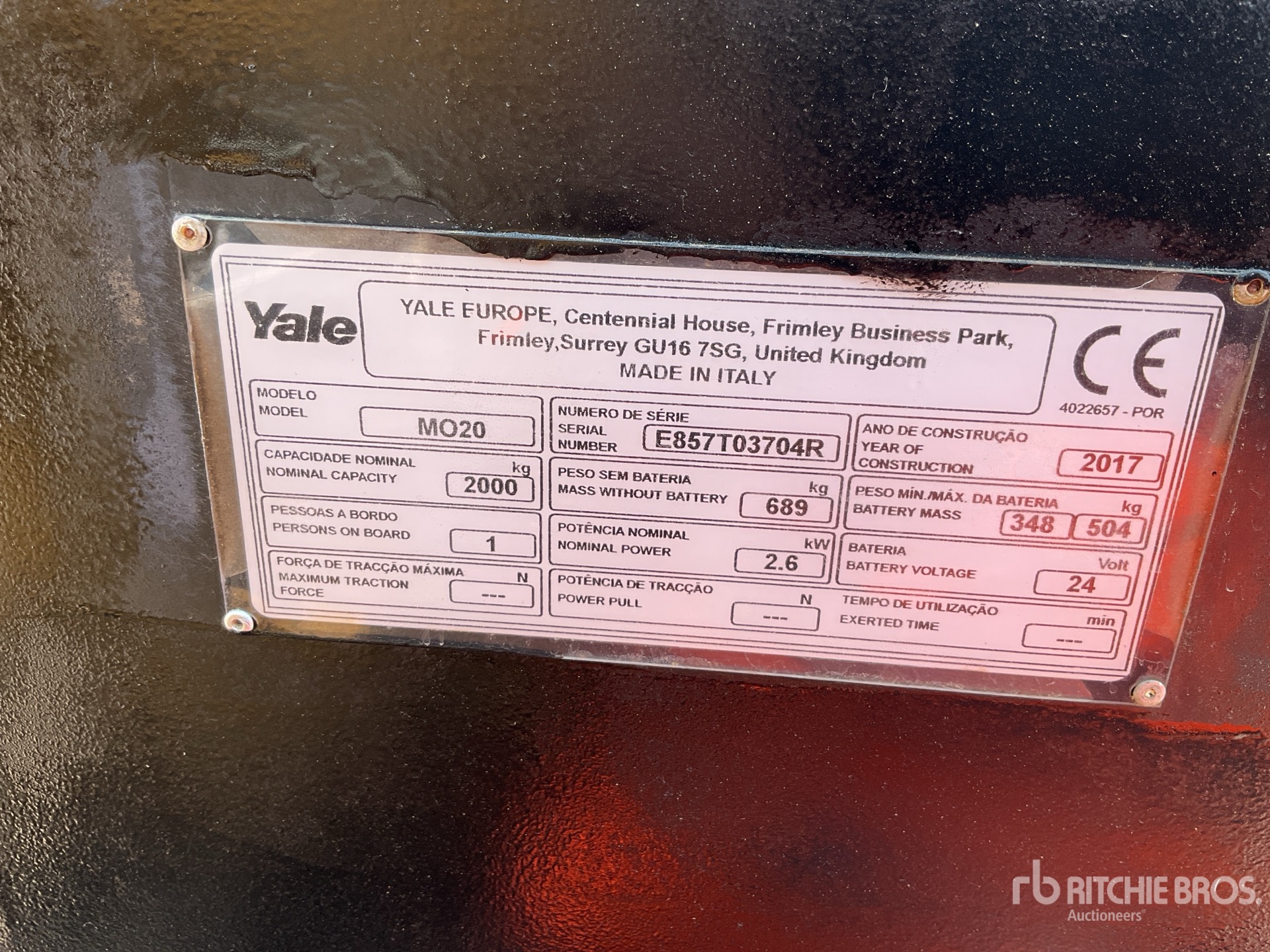 General Appearance with Serial Number / VIN