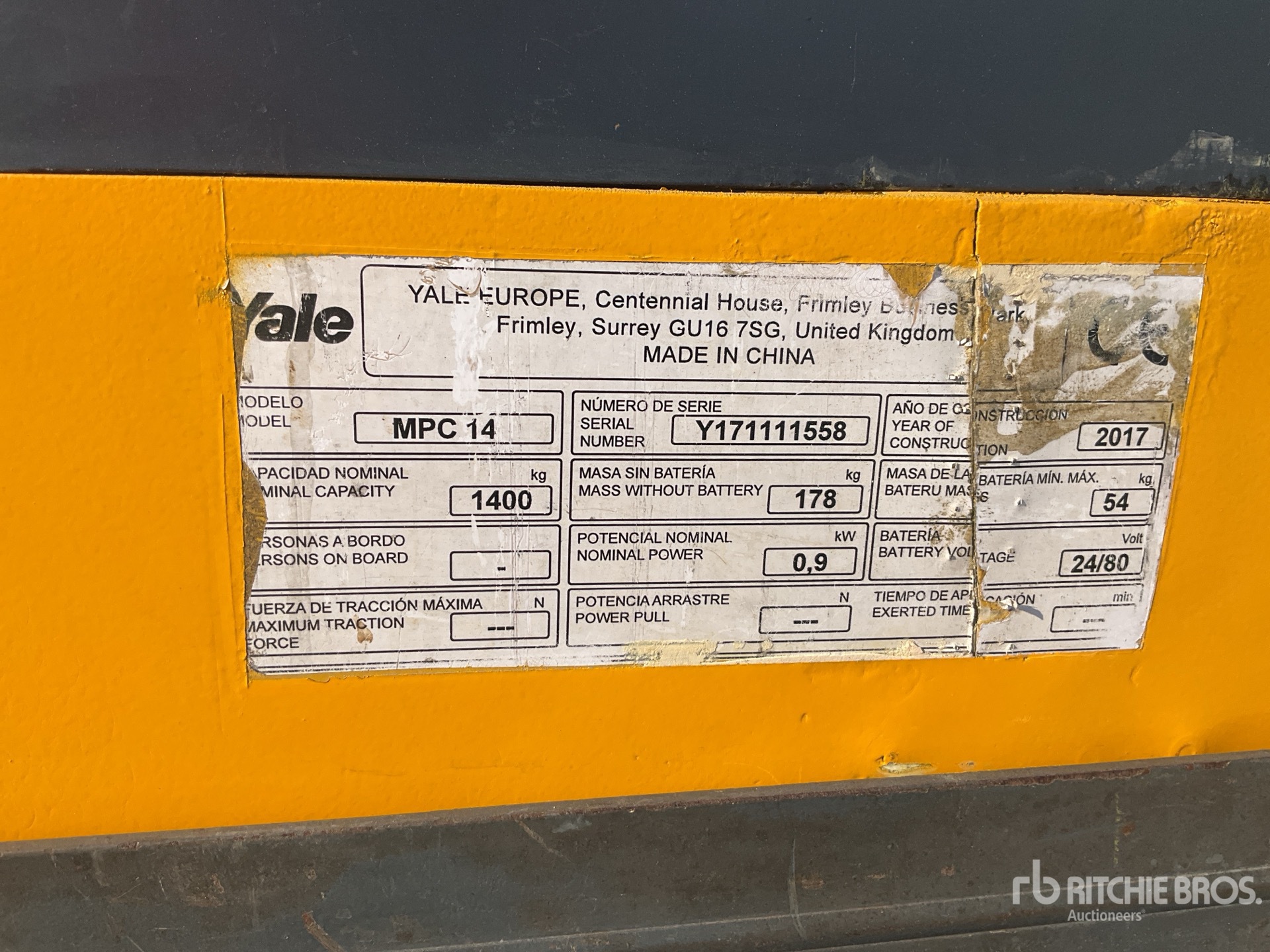 General Appearance with Serial Number / VIN