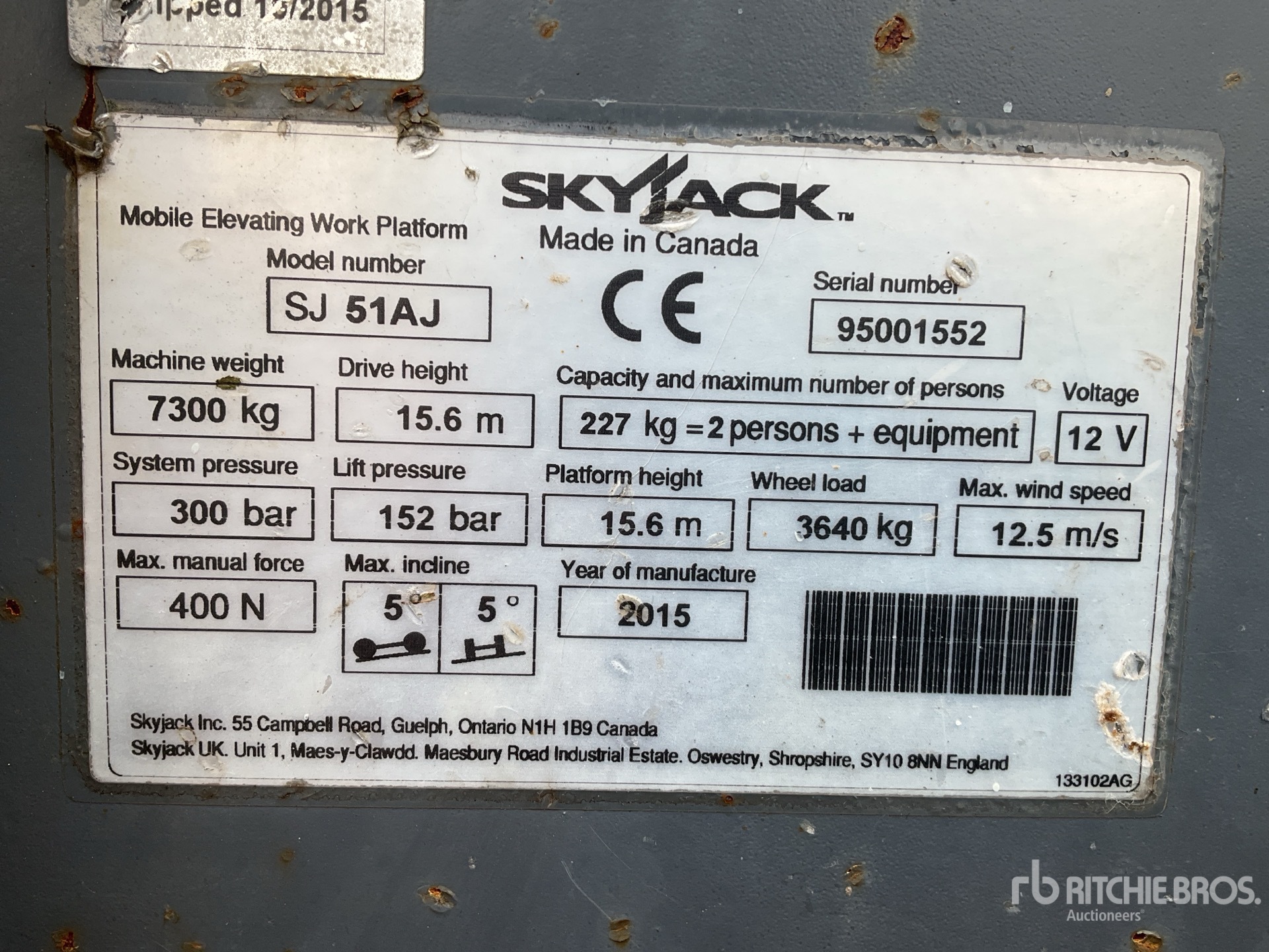 General Appearance with N.º de serie/VIN