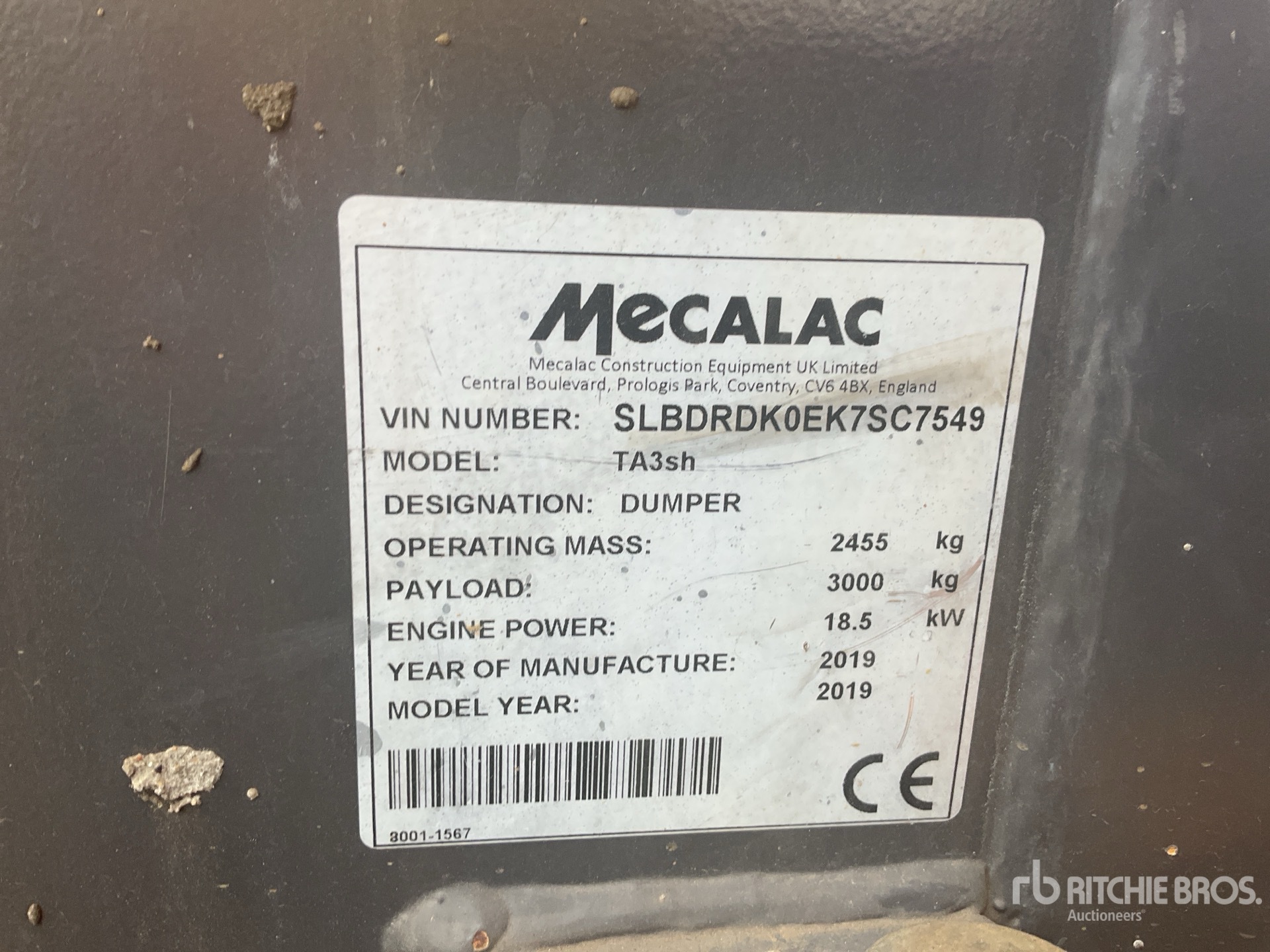 General Appearance with Serial Number / VIN