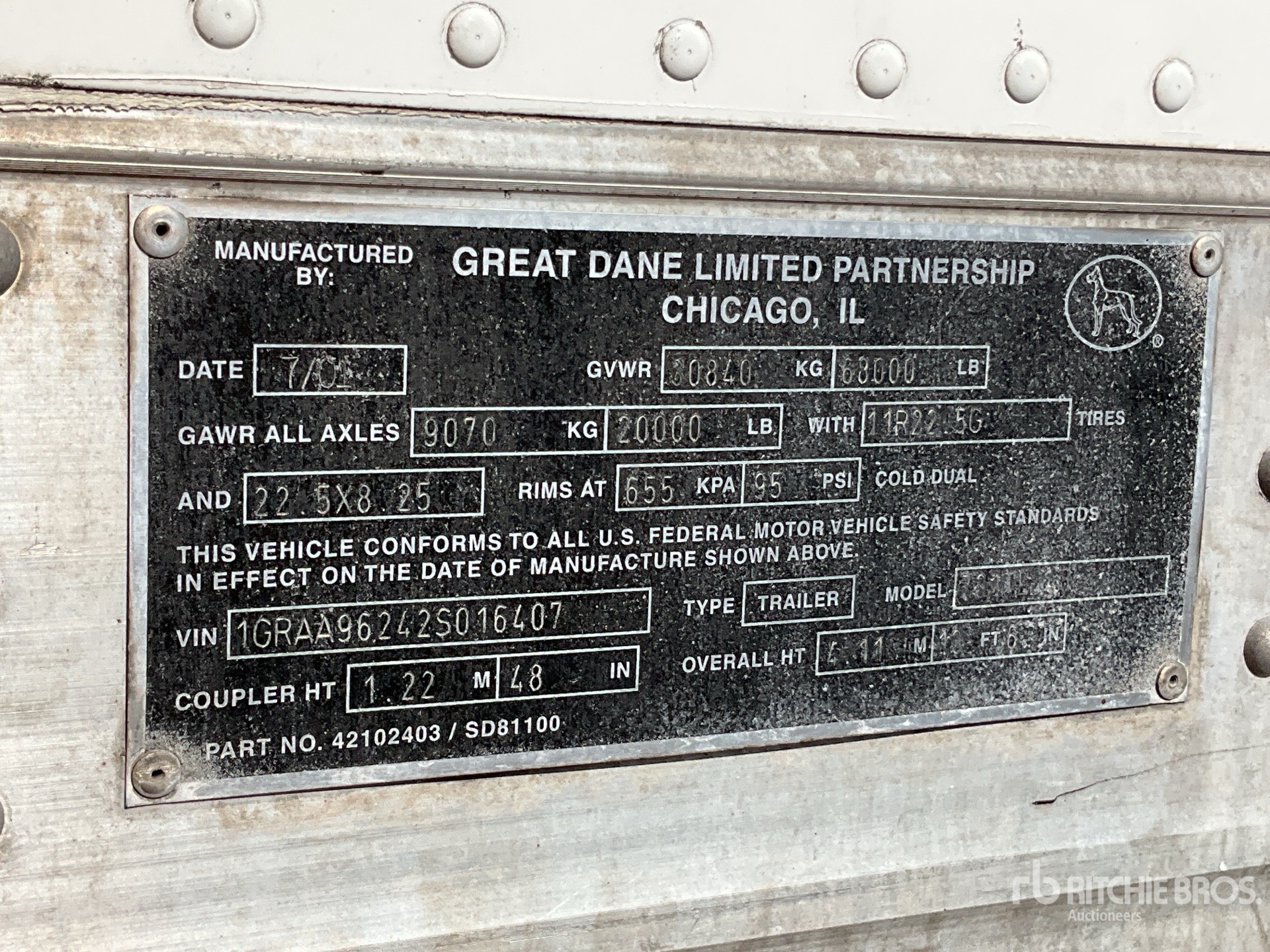 General Appearance with Serial Number / VIN