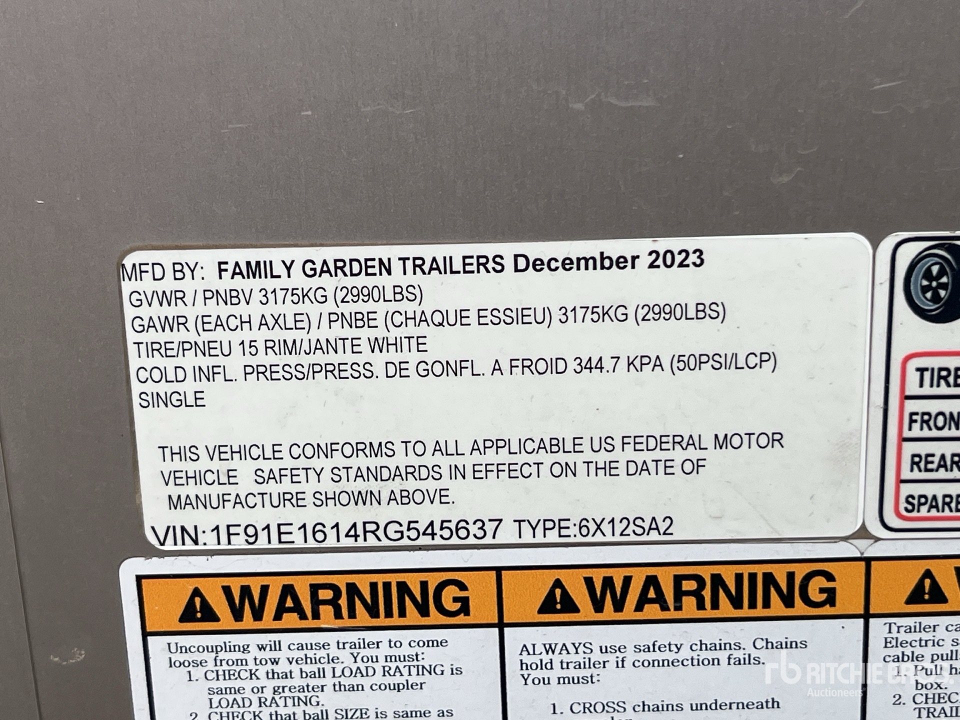 General Appearance with Serial Number / VIN
