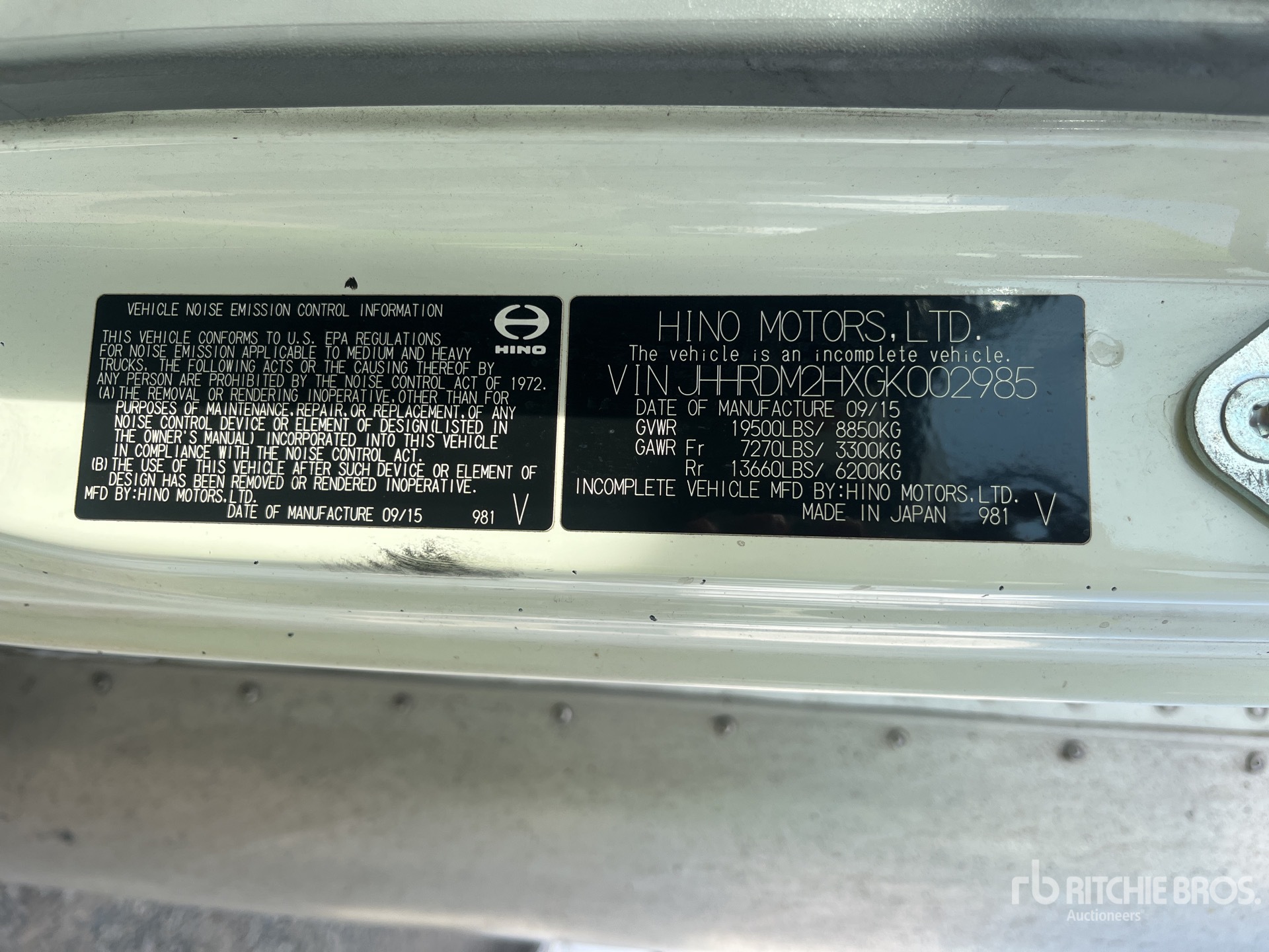 General Appearance with Numéro de série/Numéro d'identification du véhicule automobile